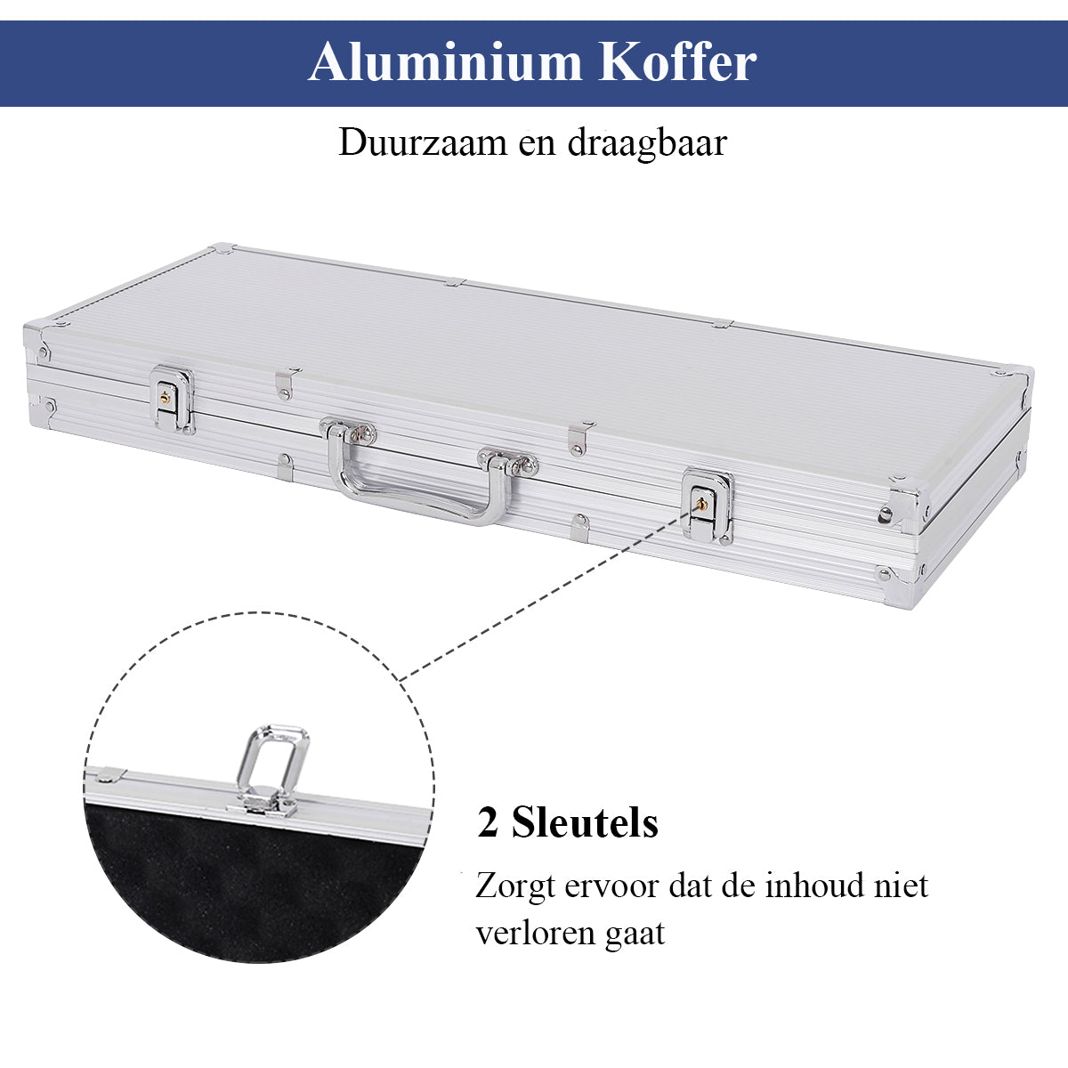 LIVSK 500 Stuks Pokerset - Inclusief Speelkaarten, Dobbelstenen en Tafelkleed - Aluminium Koffer - Geschikt voor Alle Leeftijden