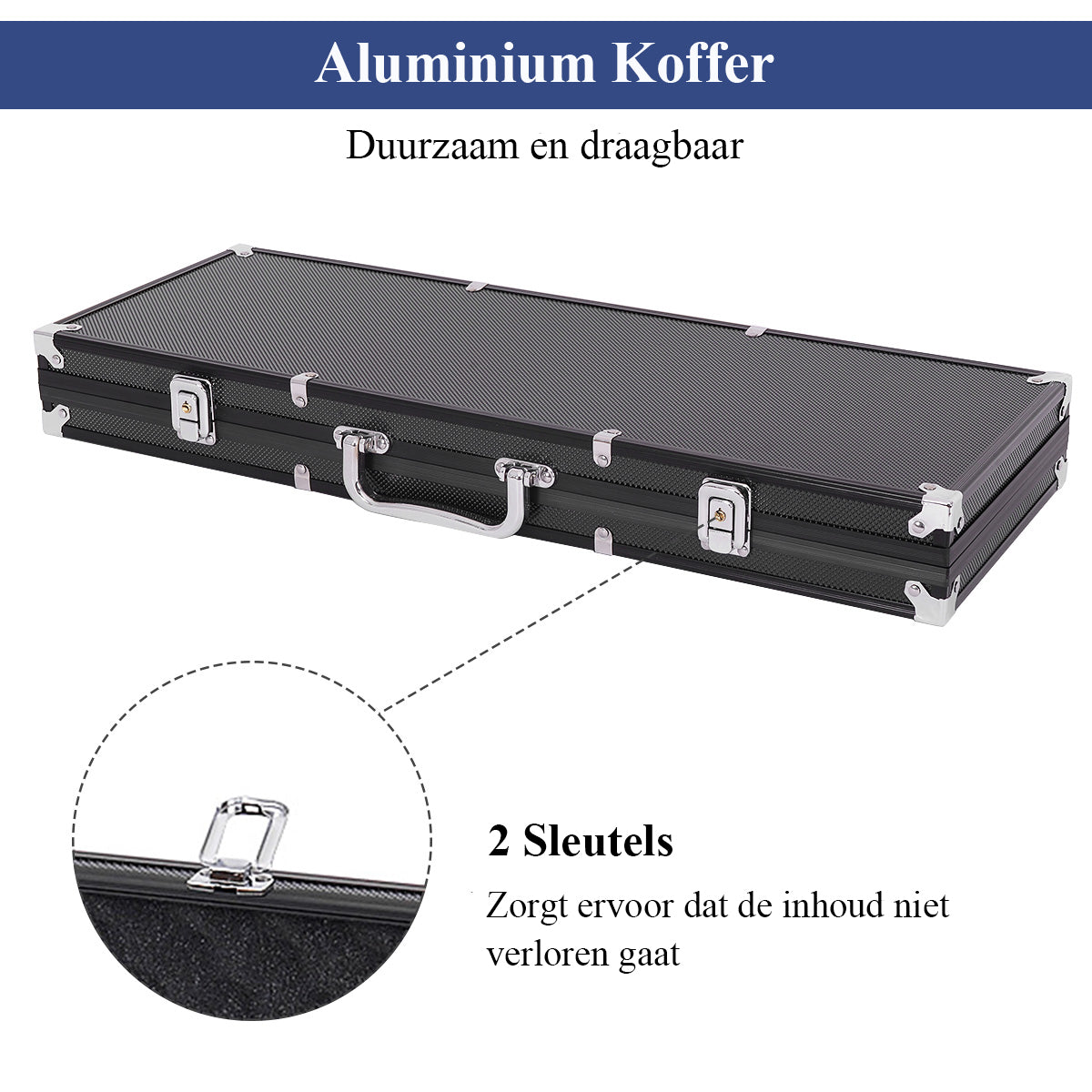 LIVSK Poker Set - 500 Fiches - 2 Speelkaarten - 5 Dobbelstenen - Aluminium Koffer - Tafelkleed - Zwart