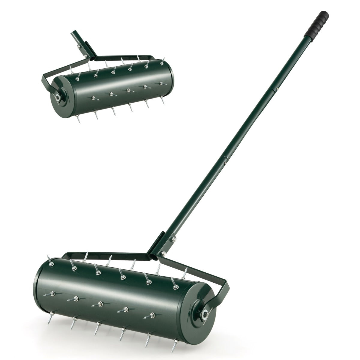 LIVSK Rollende Gazonventilator - 33 Roestvrije Spikes - Vulbare Trommel - Ergonomische Handgreep - 53 x 130 cm - Groen