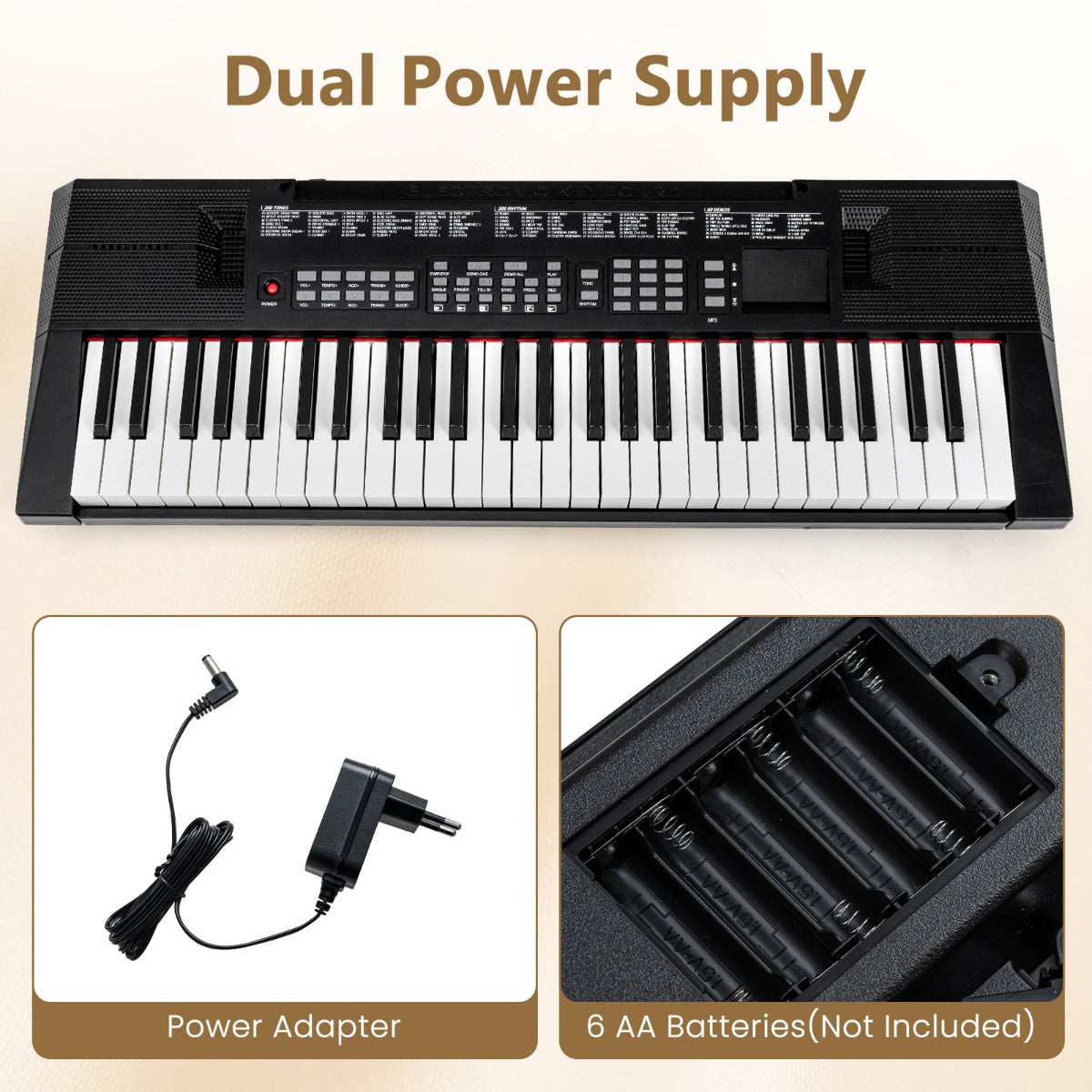 Livsk costway 54 toetsen piano keyboard voor beginners elektronisch keyboard met 200 ritmes en 200 klankkleuren 5