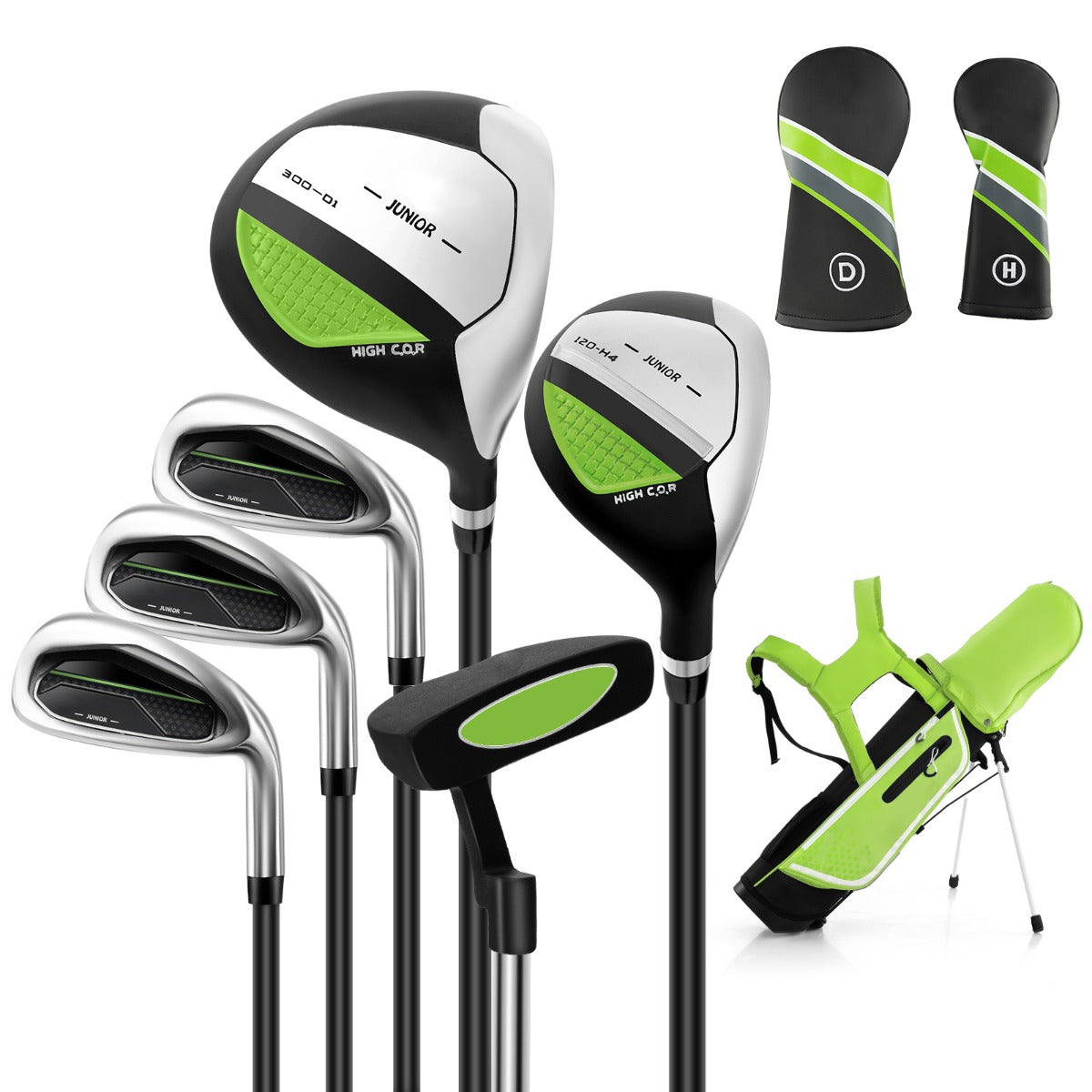 LIVSK Junior Golfclubset met Golftas en Regenhoes - Compleet voor 11-13 Jaar - Aluminium Driver - Roestvrijstalen Ijzers -