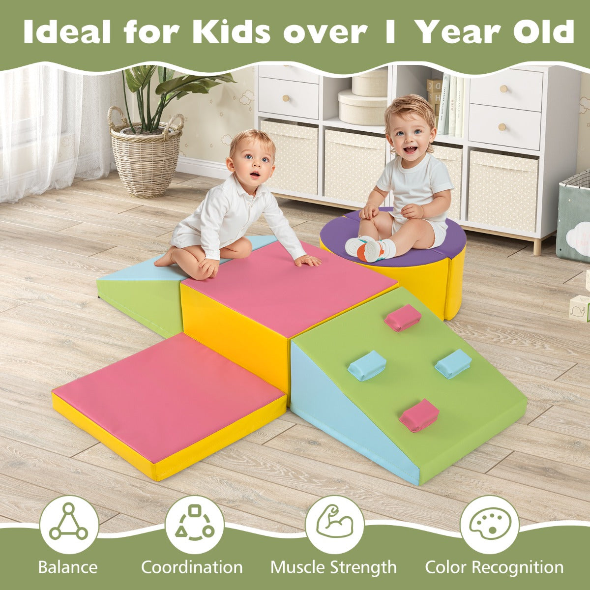 LIVSK 6-delige Schuimklimblokken Set - Indoor Speelgoed - Zacht en Duurzaam - Educatief voor Peuters - Multicolor