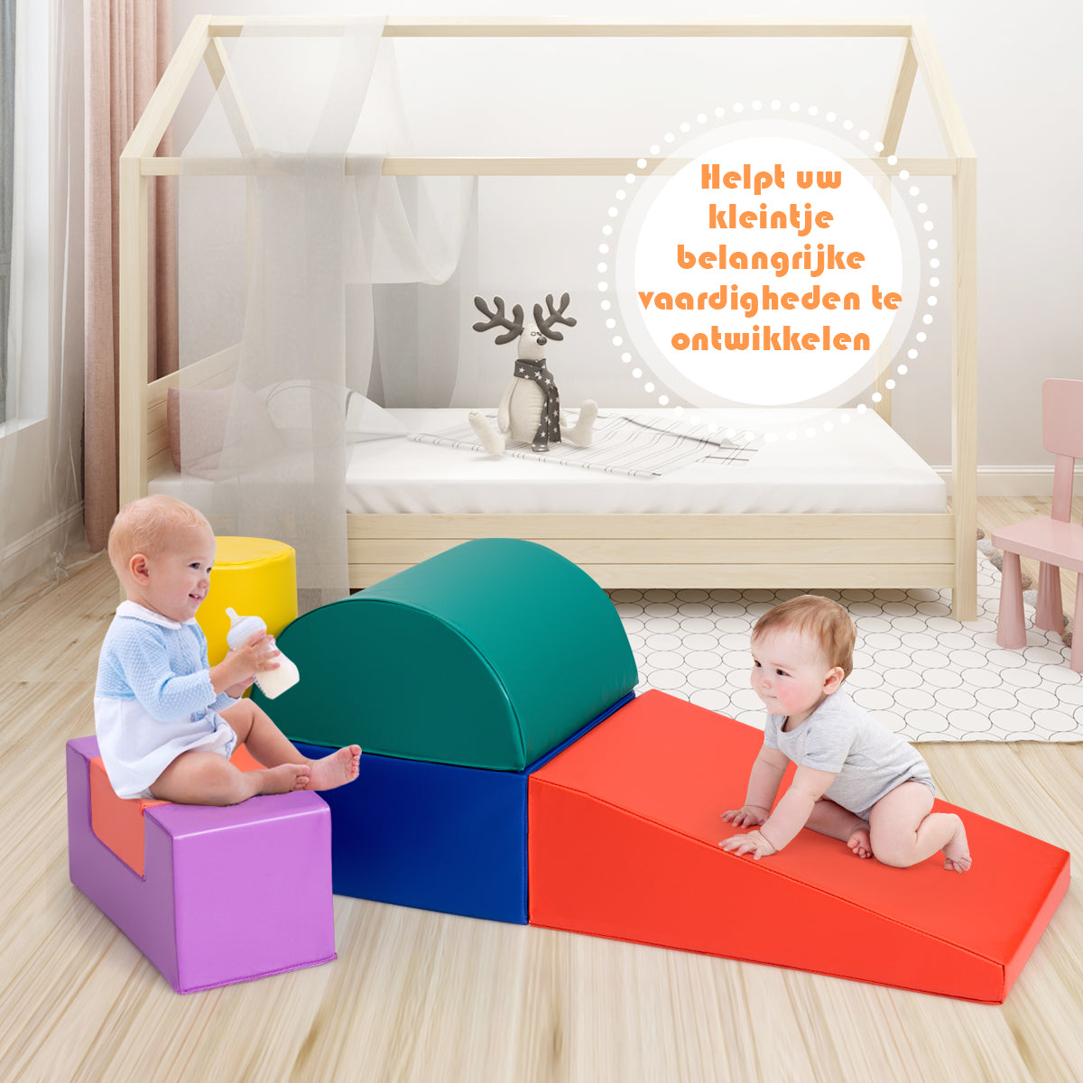 LIVSK Klim en Speel Set - 6-Delige Educatieve Blokken - Lichtgewicht Schuim - Veilig PU & EPE - Voor Motorische Ontwikkeling -