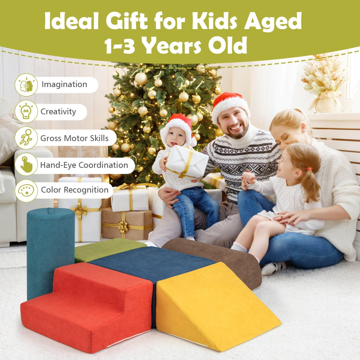 LIVSK Klim- en Kruipspeelset - 6-delige Modulaire Set - Hoge Dichtheid Schuim - Veilig en Comfortabel - Educatief Speelgoed -