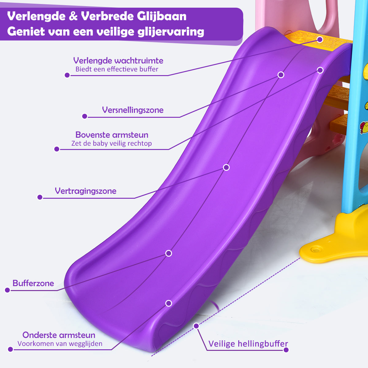 LIVSK 6-in-1 Klim- en Schommelset - Met Glijbaan, Basketbalring en Voetbaldoel - Voor Gezonde Ontwikkeling - HDPE - Veelkleurig