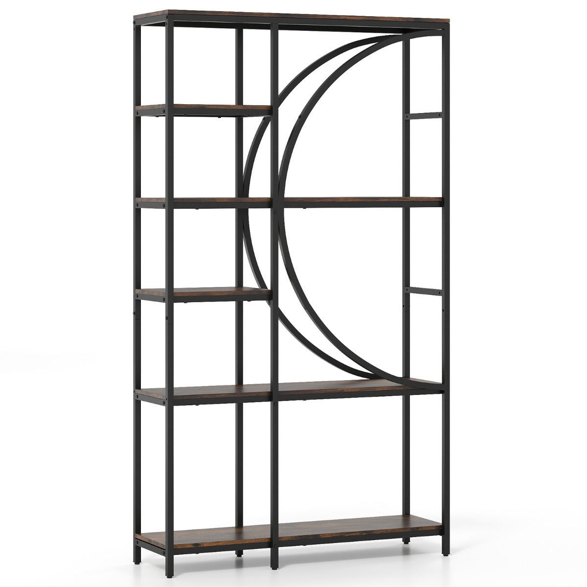 LIVSK Industriële Boekenkast - Verticale Kantoorrekken - Open Planken - Metalen Frame - Zwart