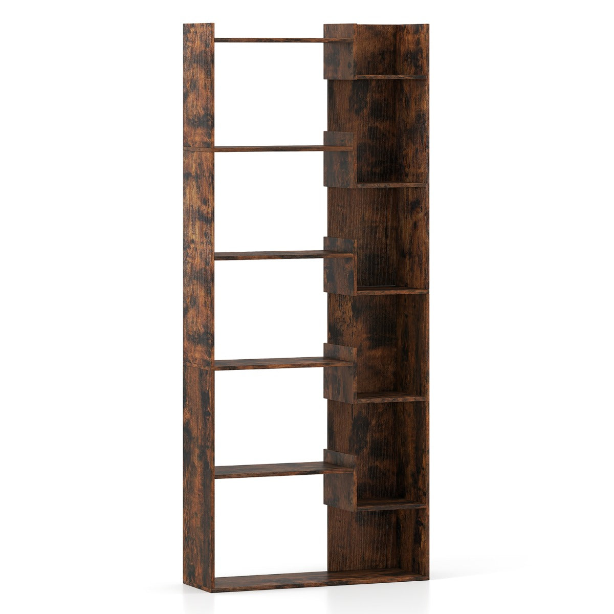 LIVSK Boekenkast met 11 Planken - Kantelbeveiligingen - Robuuste Spaanplaat - 69 x 22 x 163 cm - Rustiek Bruin