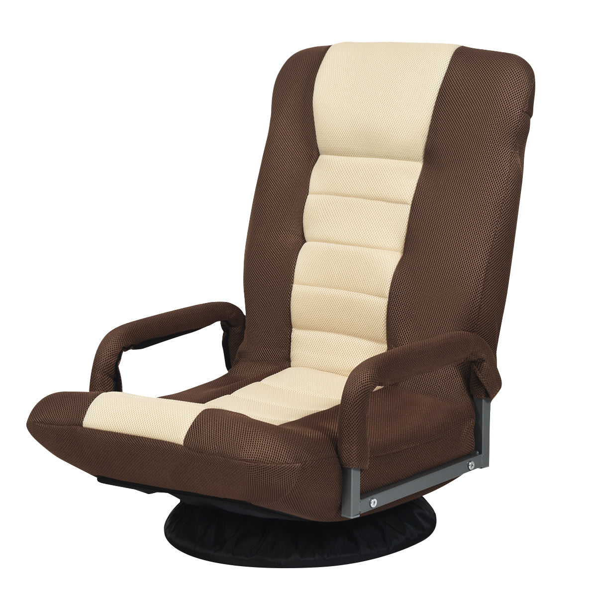 Livsk costway 6 standen verstelbare vloerstoel draaibare vloerstoel gamestoel meditatiestoel 61 87 x 55 x 75 cm beige bruin 2