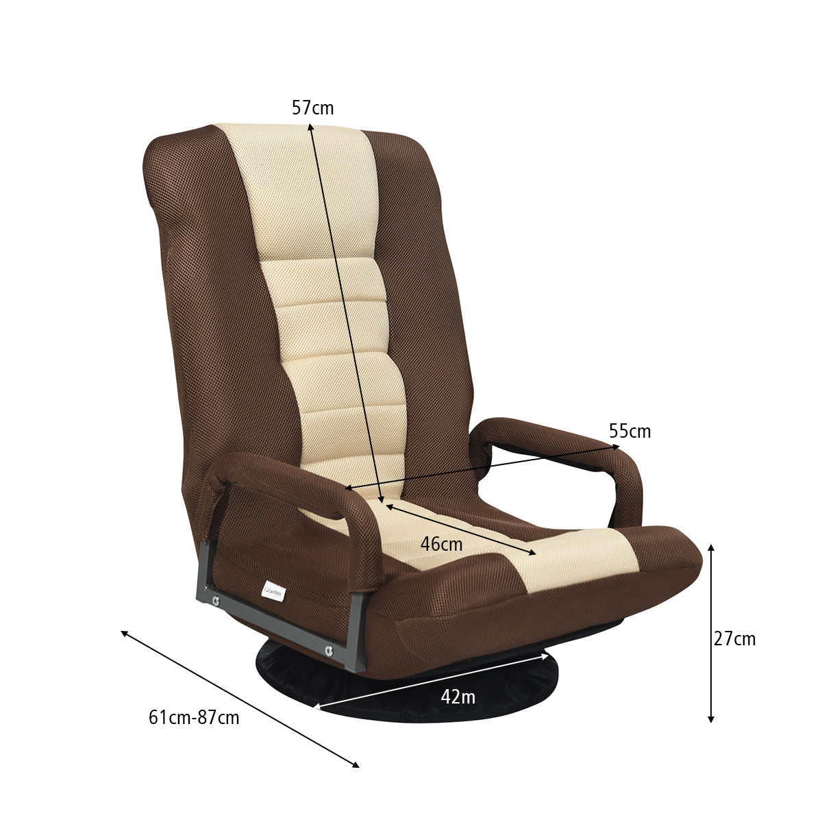 Livsk costway 6 standen verstelbare vloerstoel draaibare vloerstoel gamestoel meditatiestoel 61 87 x 55 x 75 cm beige bruin 4