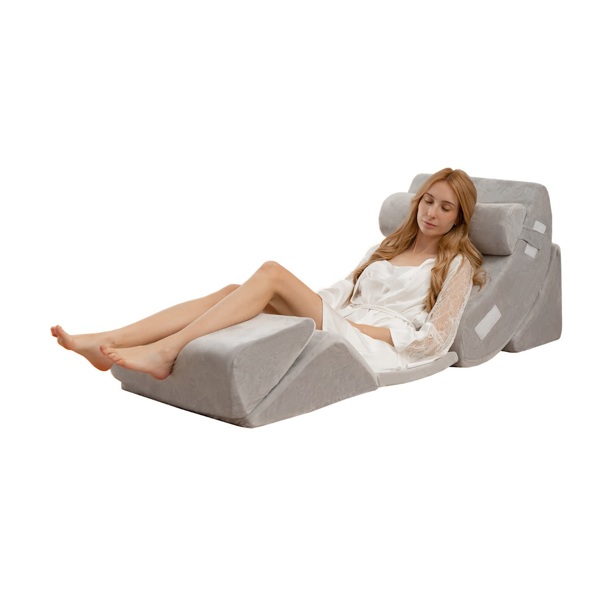 Livsk costway 6 stuks bed wigkussen traagschuim vulkussen set met comfortabel en verstelbaar rug steunkussen 1 1