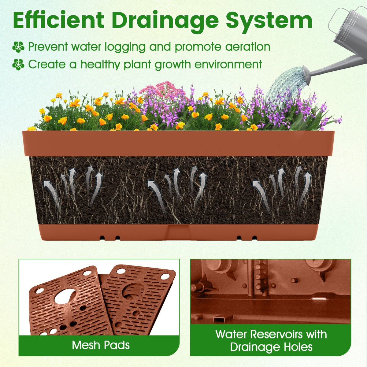 LIVSK Verticale Verhoogde Tuinbed Set - 6 Plantenbakken met Drainsysteem - Stapelbaar en Ruimtebesparend - Bruin