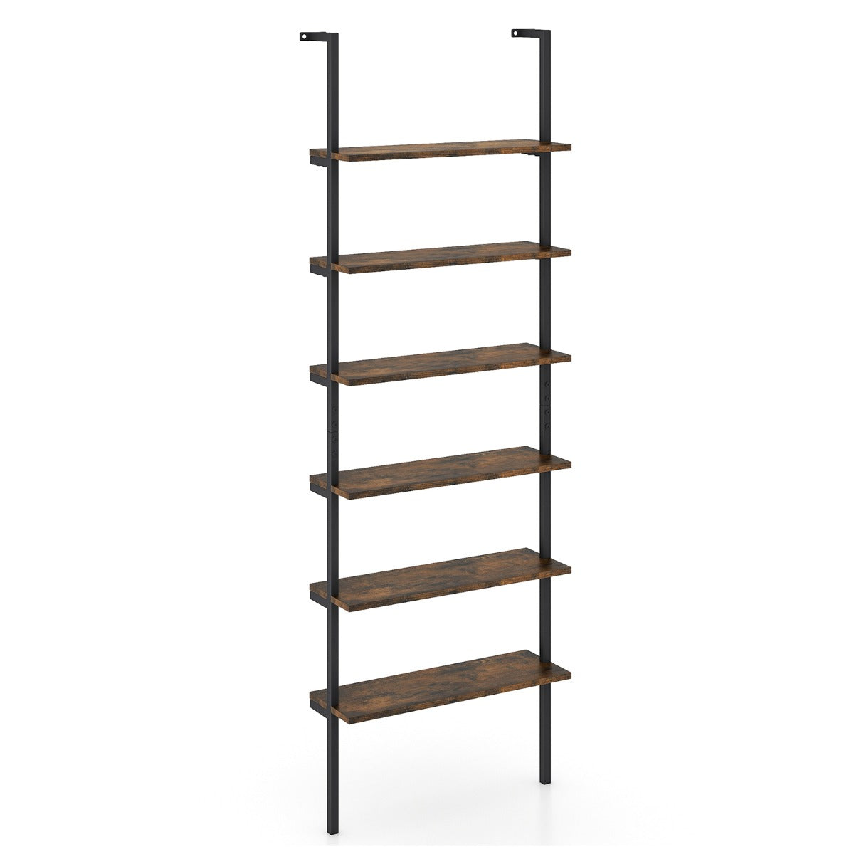 LIVSK 6-Laags Ladderplank - Industrieel Design - Robuust Metalen Frame - Ruimtebesparend - Tot 20 kg per Laag - Rustiek bruin