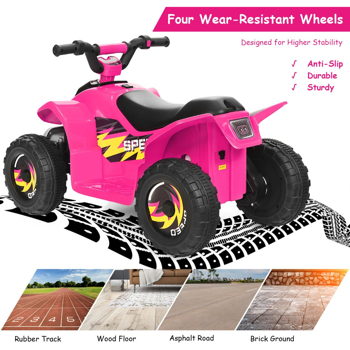 LIVSK Elektrische Kinderquad - Vooruit/Achteruit Schakelaar - Slijtvaste Wielen - Ergonomisch Ontwerp - Tot 30 kg - 73 x 40 x