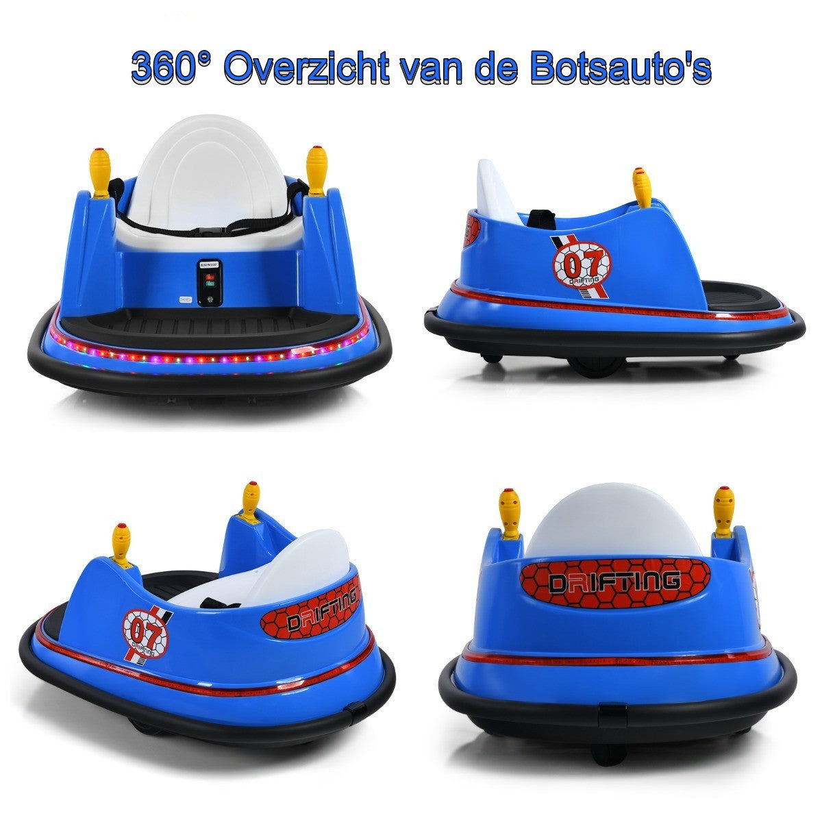 LIVSK Elektrische Botsauto - Interactieve Joysticks - Afstandsbediening - Veiligheidsbumper - Tot 20 kg - 57 x 75 x 42 cm - Blauw