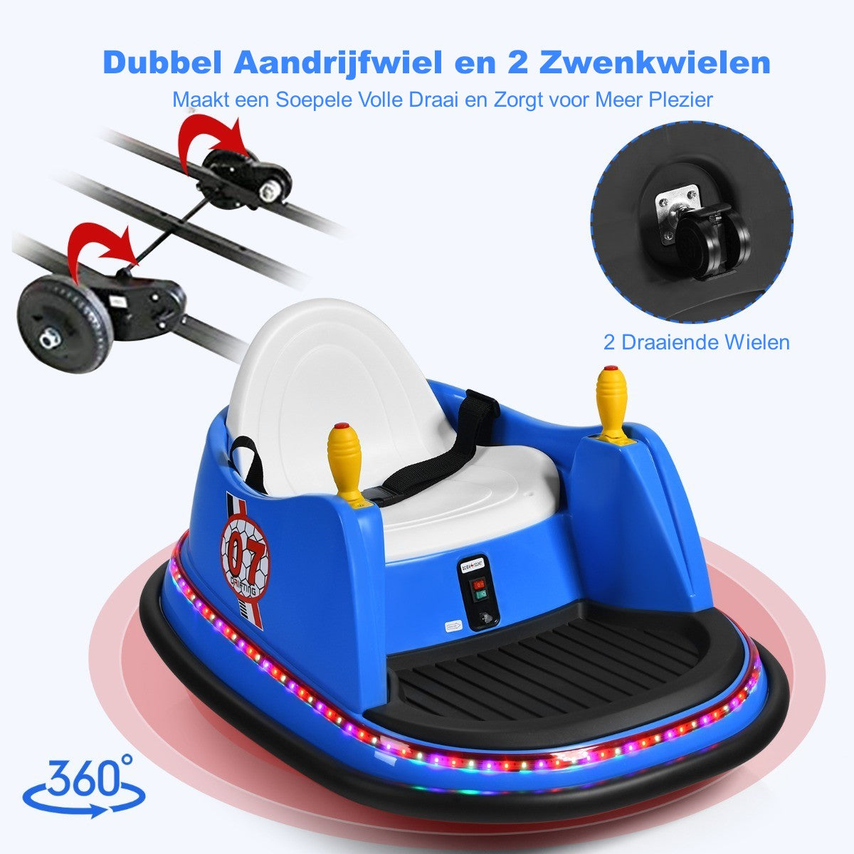 LIVSK Elektrische Botsauto - Interactieve Joysticks - Afstandsbediening - Veiligheidsbumper - Tot 20 kg - 57 x 75 x 42 cm - Blauw