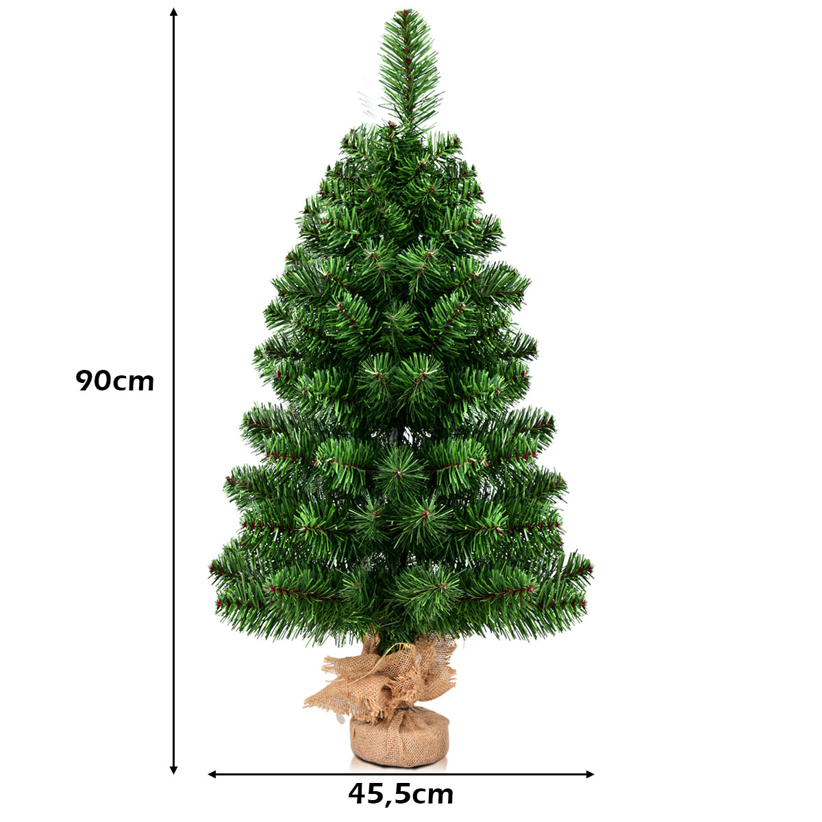 LIVSK Kunstkerstboom met Cementvoet - Realistisch Uiterlijk met 67/96 Takken - Onderhoudsvriendelijk - Groen - 90 cm