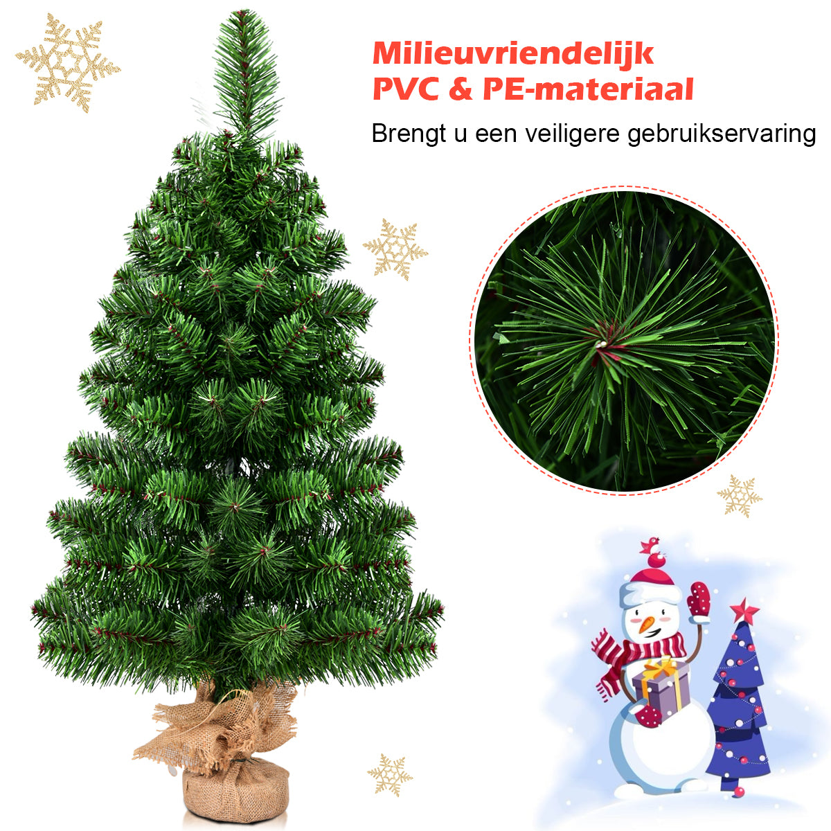 LIVSK Kunstkerstboom met Cementvoet - Realistisch Uiterlijk met 67/96 Takken - Onderhoudsvriendelijk - Groen - 90 cm