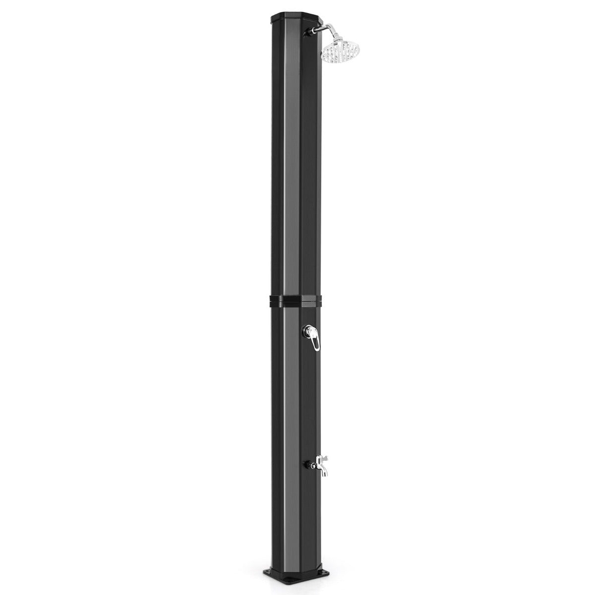 LIVSK Buitendouche op Zonne-Energie 60L - 360° Draaibare Douchekop - Voetkraan - Duurzaam PVC - 227 cm - Zwart