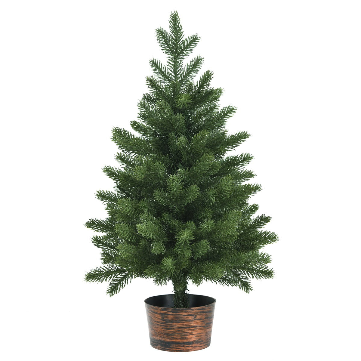 LIVSK Kunstmatige Kerstboom 60 cm - Pluizig Ontwerp met 50 Takken - Ruimtebesparend - Retro Potvoet - Groen