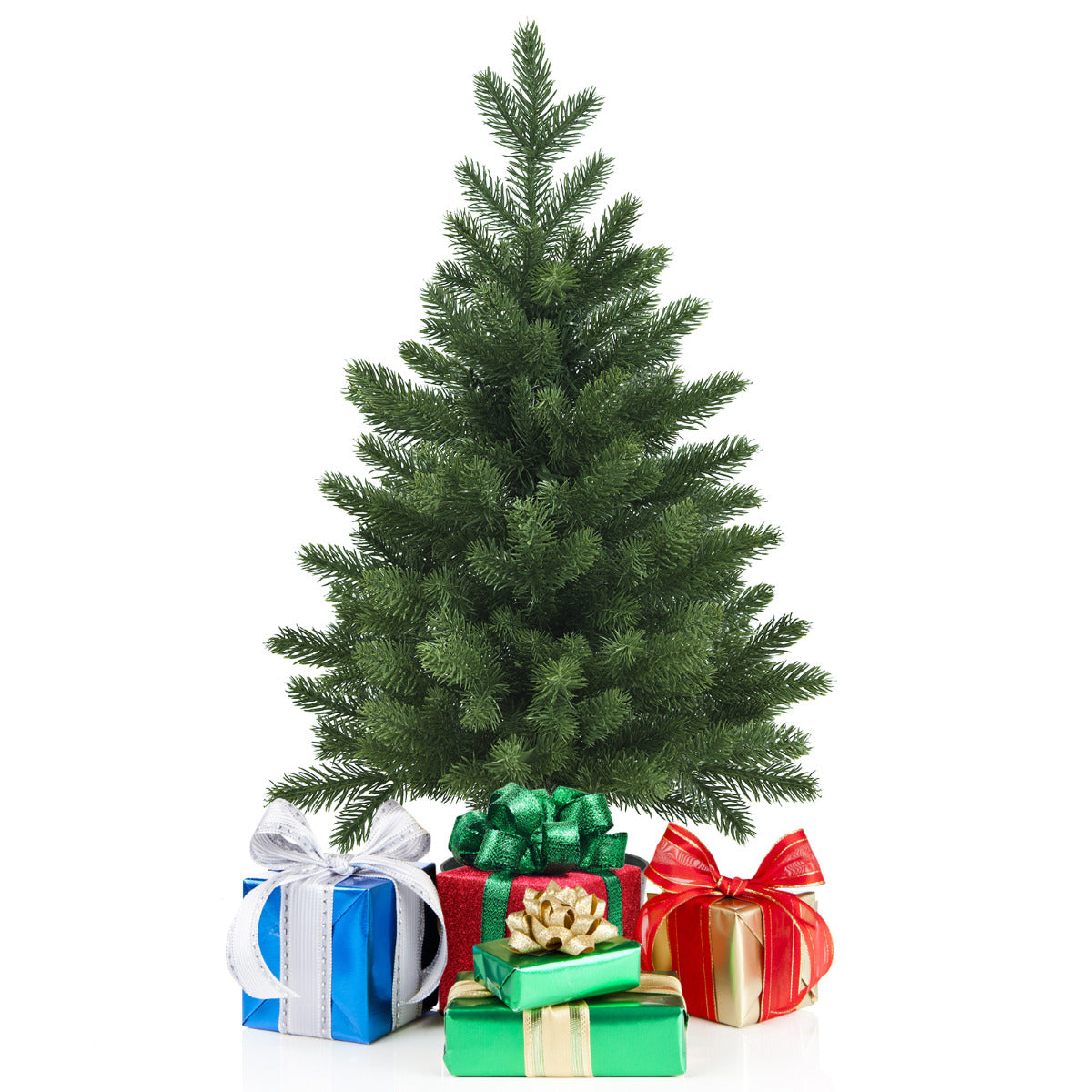 LIVSK Kunstmatige Kerstboom 60 cm - Pluizig Ontwerp met 50 Takken - Ruimtebesparend - Retro Potvoet - Groen