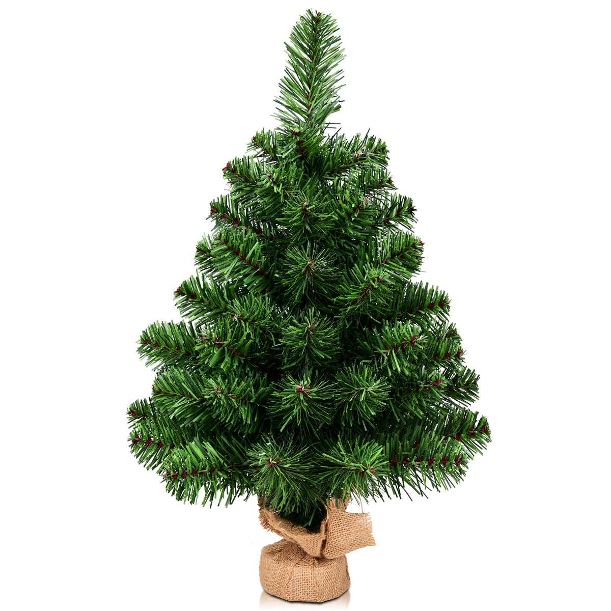 LIVSK Kunstkerstboom 60 cm - Levensechte PVC-Naalden - Volle Kroon met 67/96 Takken - Stevige Jutebasis - Groen