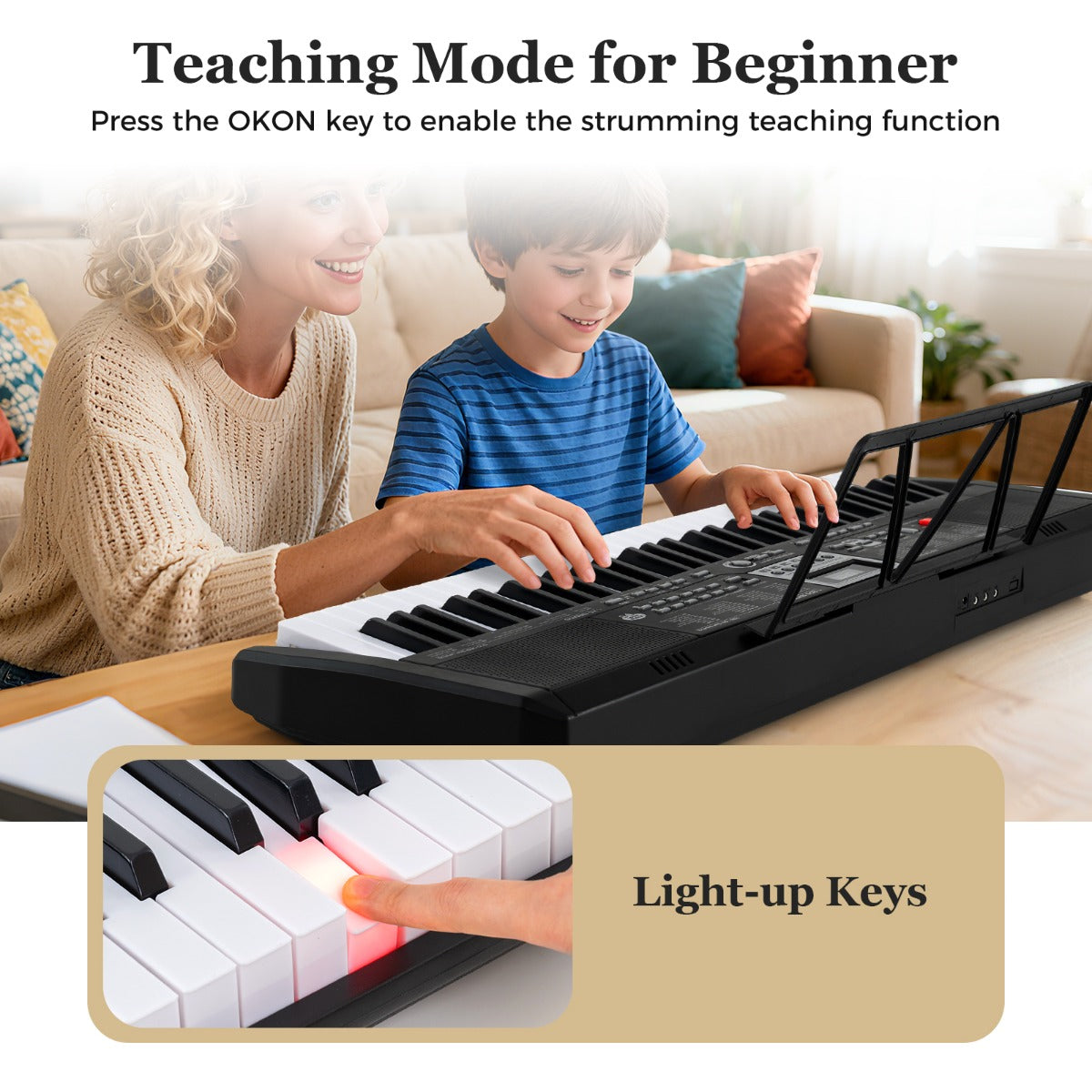 Livsk costway 61 toetsen draagbaar keyboard elektronische piano met 200 ritmes 200 klankkleuren 70 demos 4