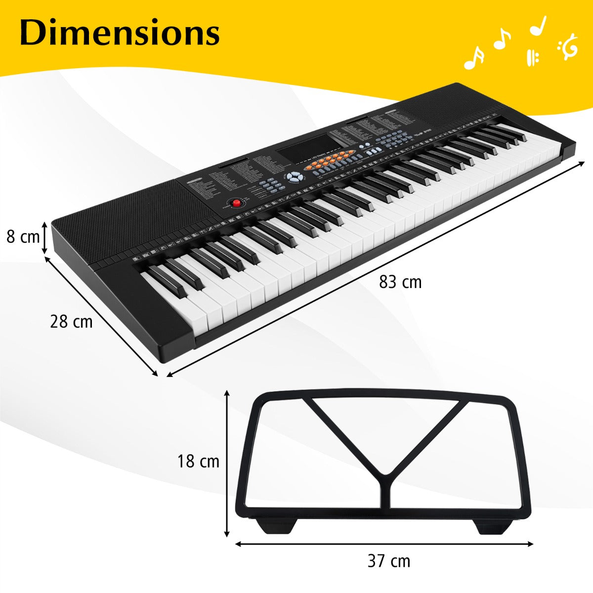 LIVSK Elektronisch Keyboard - 61 Toetsen - 300 Klankkleuren - 300 Ritmes - 3 Lesmodi - Draagbaar - Wit + Zwart