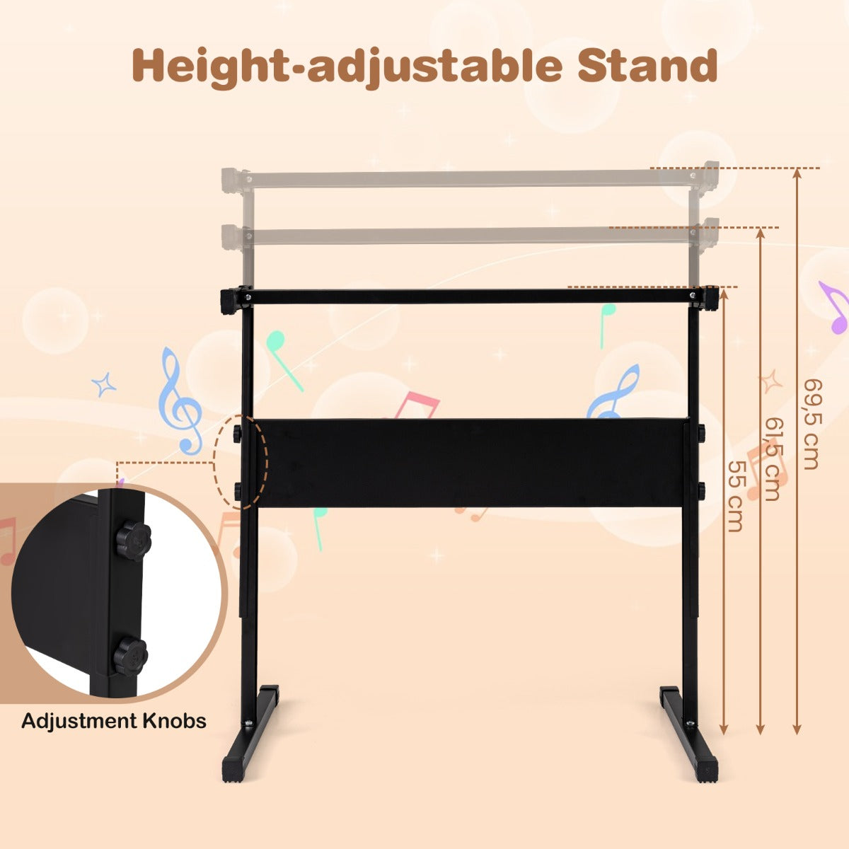 Livsk costway 61 toetsen kinderpiano keyboard voor binnengebruik compleet met verstelbare standaard microfoon en muziekstandaard zwart 2