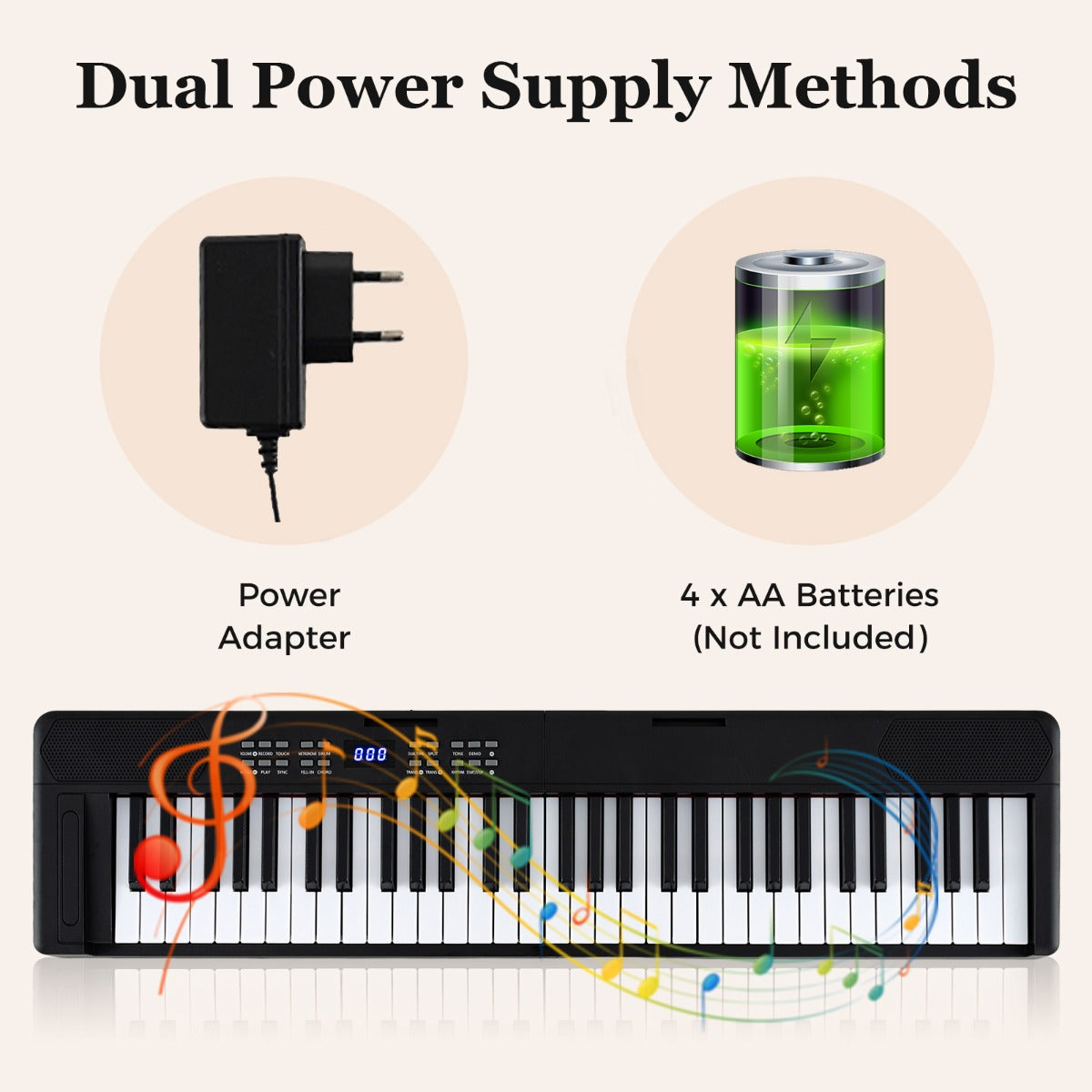 Livsk costway 61 toetsen opvouwbaar pianoklavier volwaardig elektronisch klavier met midi splitfunctie hoofdtelefoon sustainpedaal zwart 4