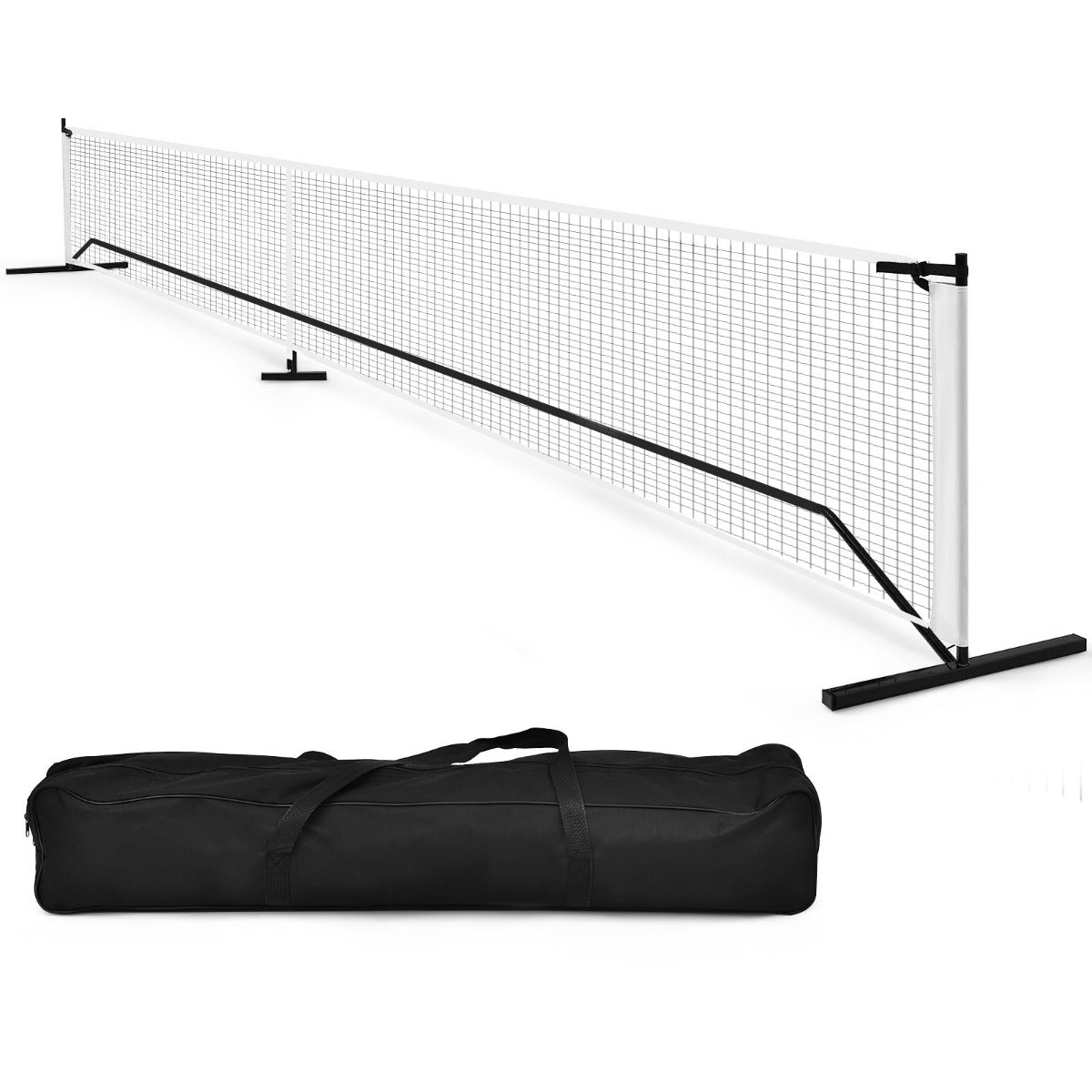 LIVSK Pickleball-Netstandaard - Officiële Afmetingen - Duurzaam Metaal en PE - Inclusief Draagtas - 670 x 71 x 92 cm - Zwart