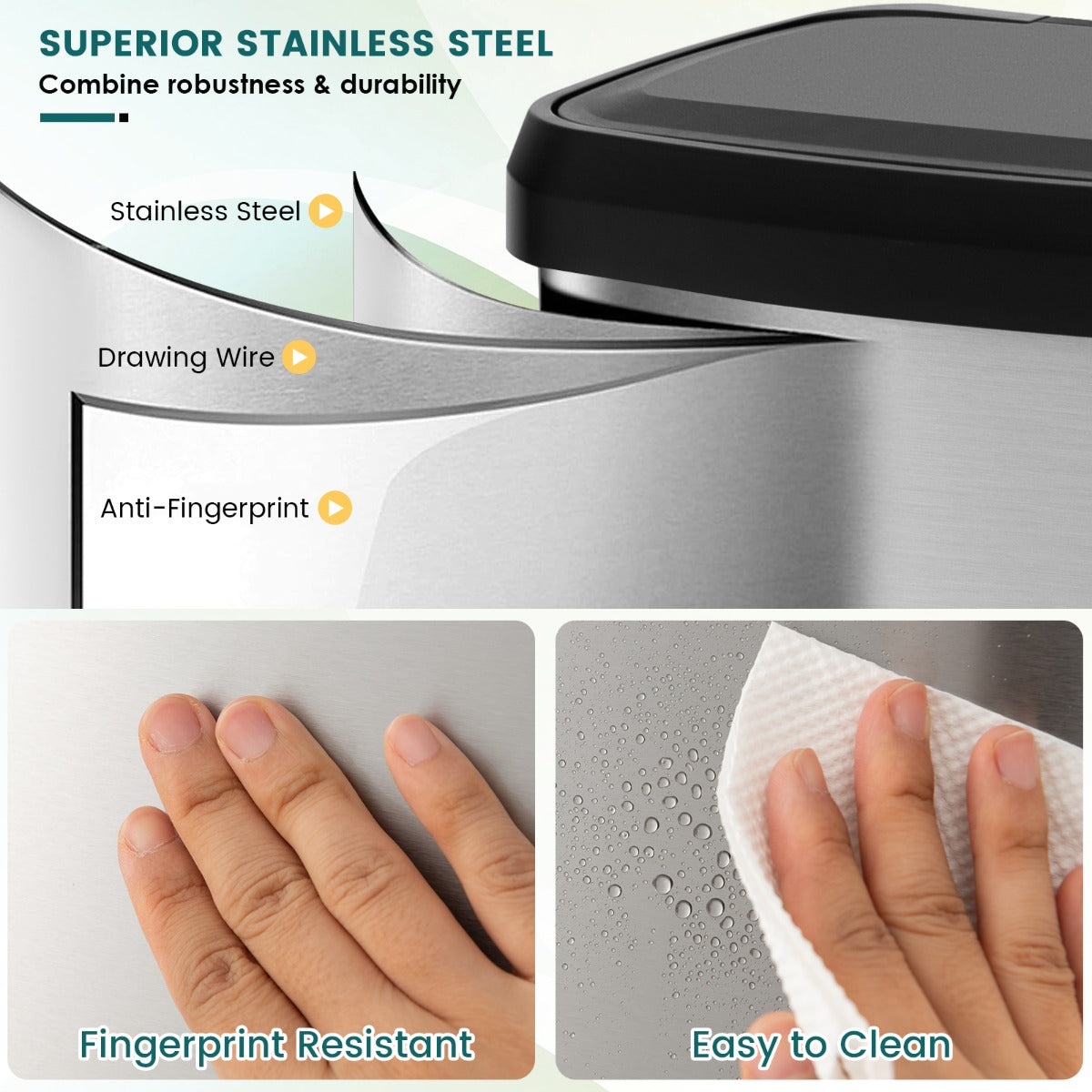 LIVSK Roestvrijstalen Afvalemmer - 68L Capaciteit - Zachtsluitend Deksel - Geurcontrole - Antislip - 40 x 38 x 78 cm - Zilver