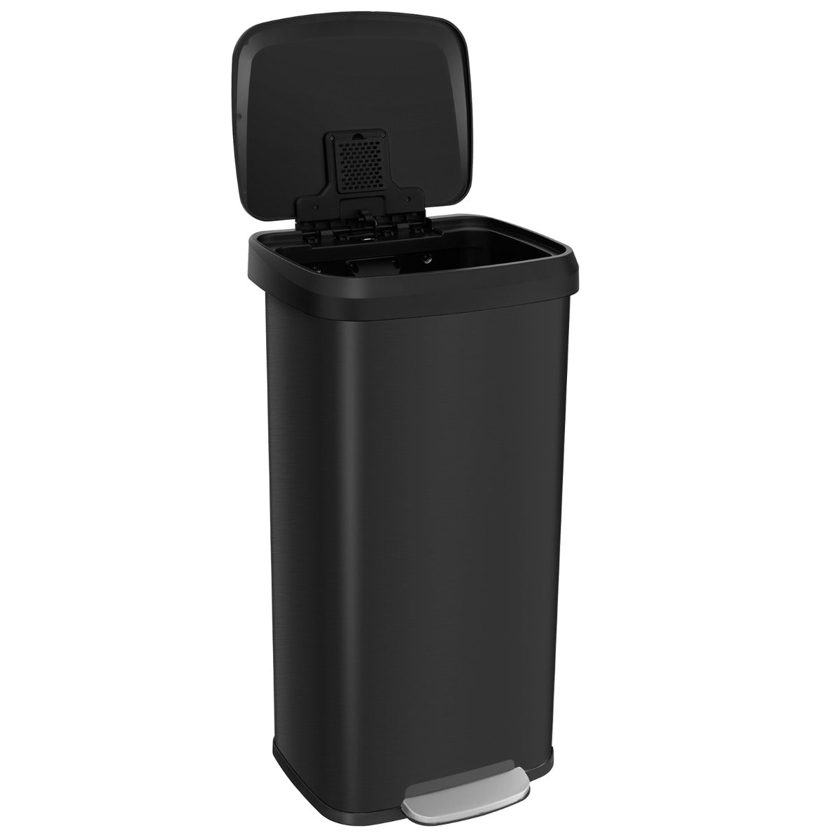 LIVSK Pedaalprullenbak 68L - Zacht Sluitend Deksel - Desodoriseringsvak - Roestvrijstaal - Geruisloos - Antislip Onderkant - Zwart