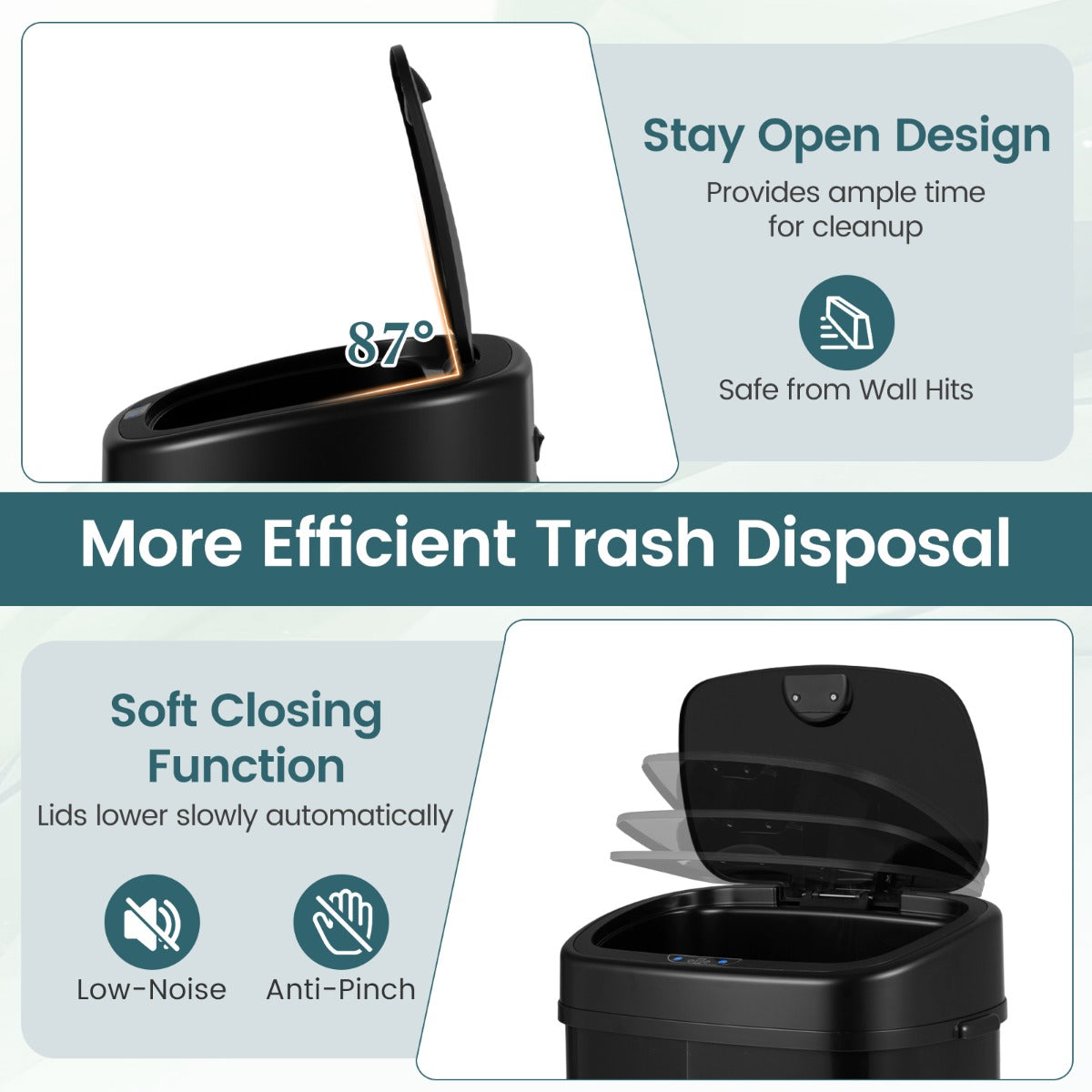 Livsk costway 68l sensor bin dual zone design bin en deksel automatische afvalbak 5