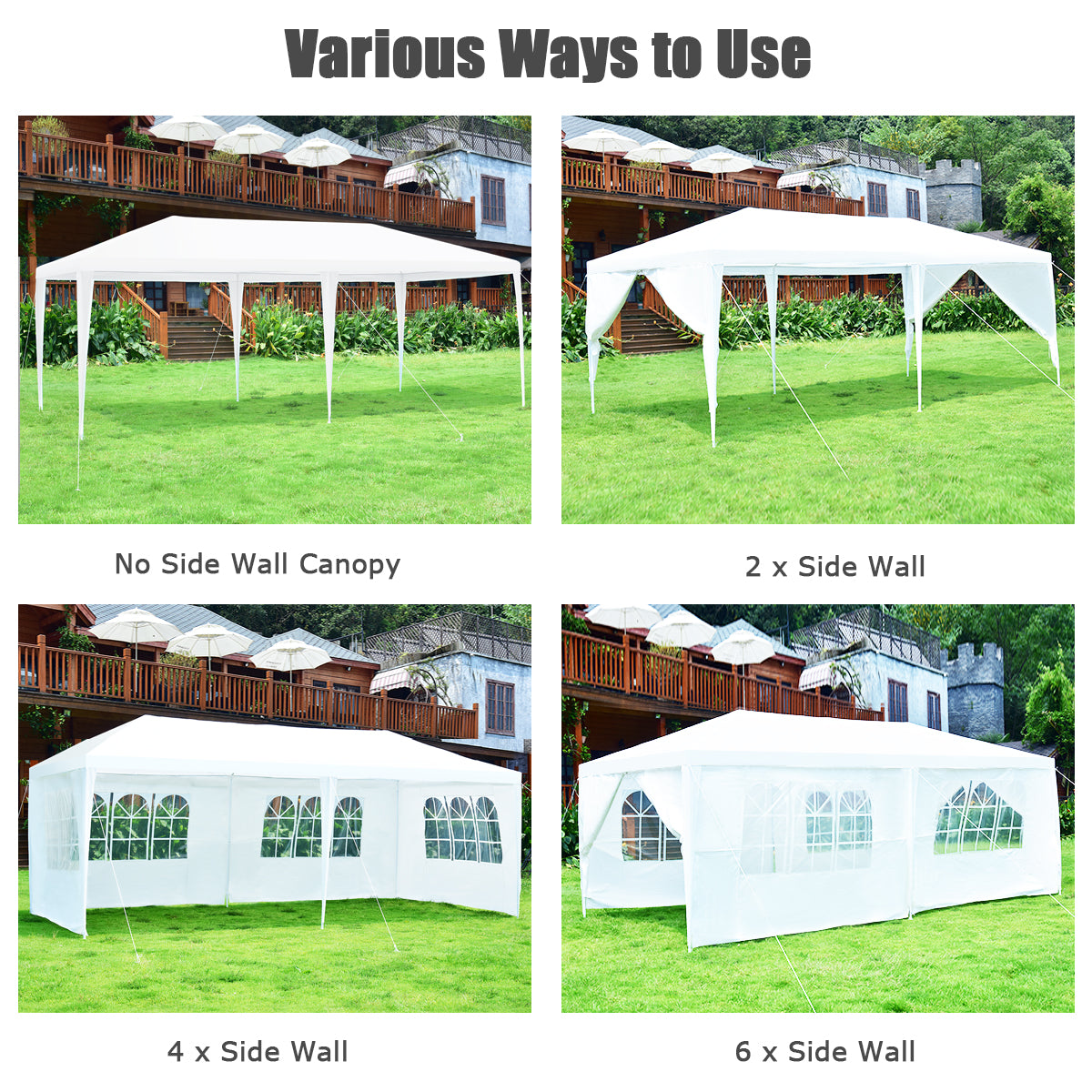 LIVSK Partytent Waterdicht - Stevig Stalen Frame - Verwijderbare Zijwanden - Voor 10-12 Personen - Eenvoudige Montage - Wit