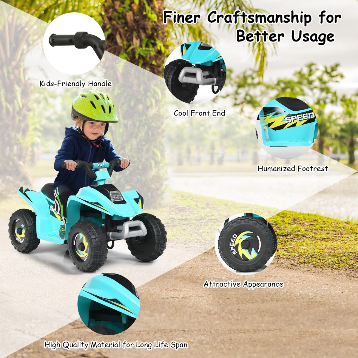 LIVSK Elektrische Quad ATV voor Kleuters - Batterij Aangedreven - Vooruit/Achteruit - Slijtvaste Wielen - Blauw