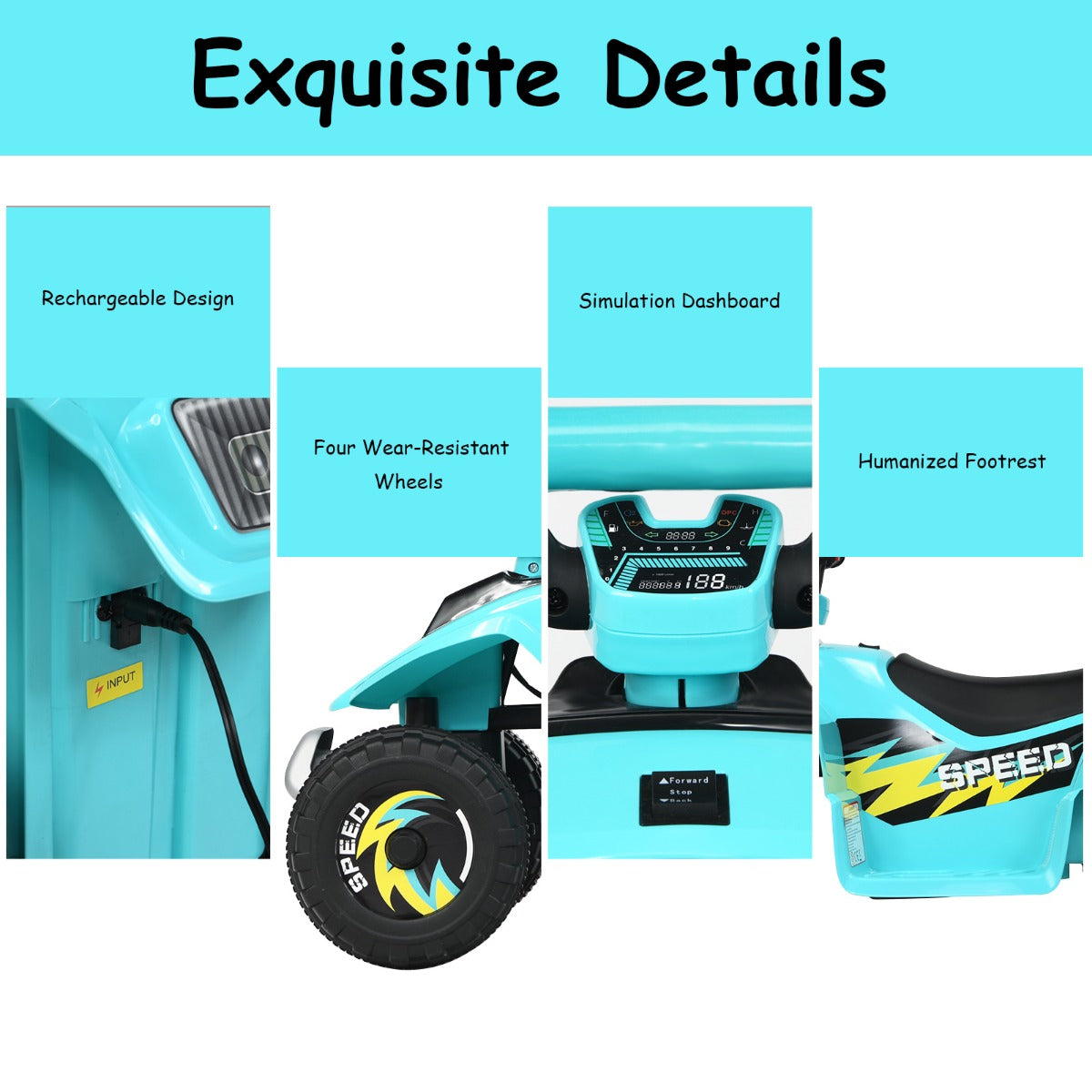 LIVSK Elektrische Quad ATV voor Kleuters - Batterij Aangedreven - Vooruit/Achteruit - Slijtvaste Wielen - Blauw