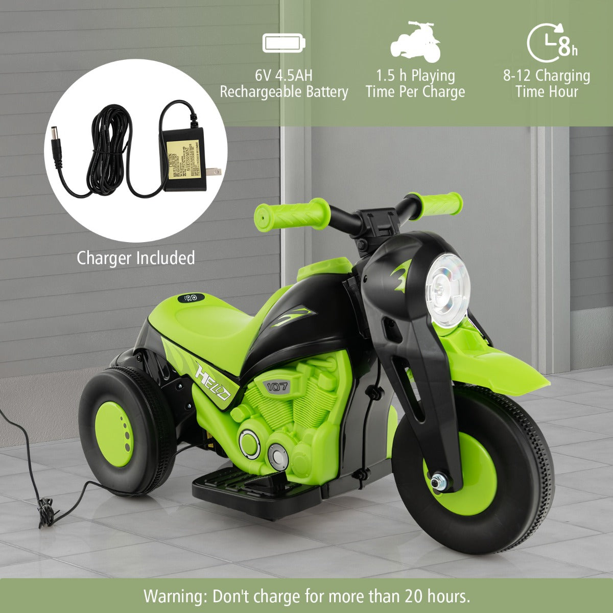 LIVSK Elektrische Bubbelauto - Bellenblaasmachine met Muziekknop en LED-koplampen - Tot 30 kg - 81 x 36 x 43 cm - Groen