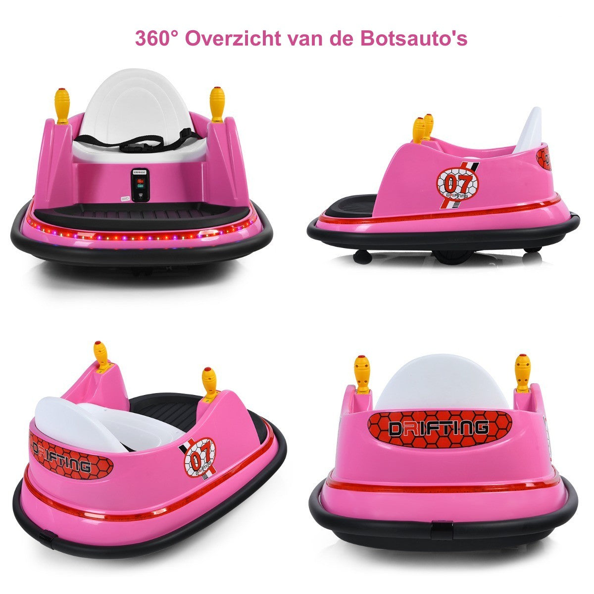LIVSK Rijdende Botsauto met Afstandsbediening - Duurzaam PP & Staal - 360 Graden Draai - Voor Kinderen 2-5 Jaar - Roze