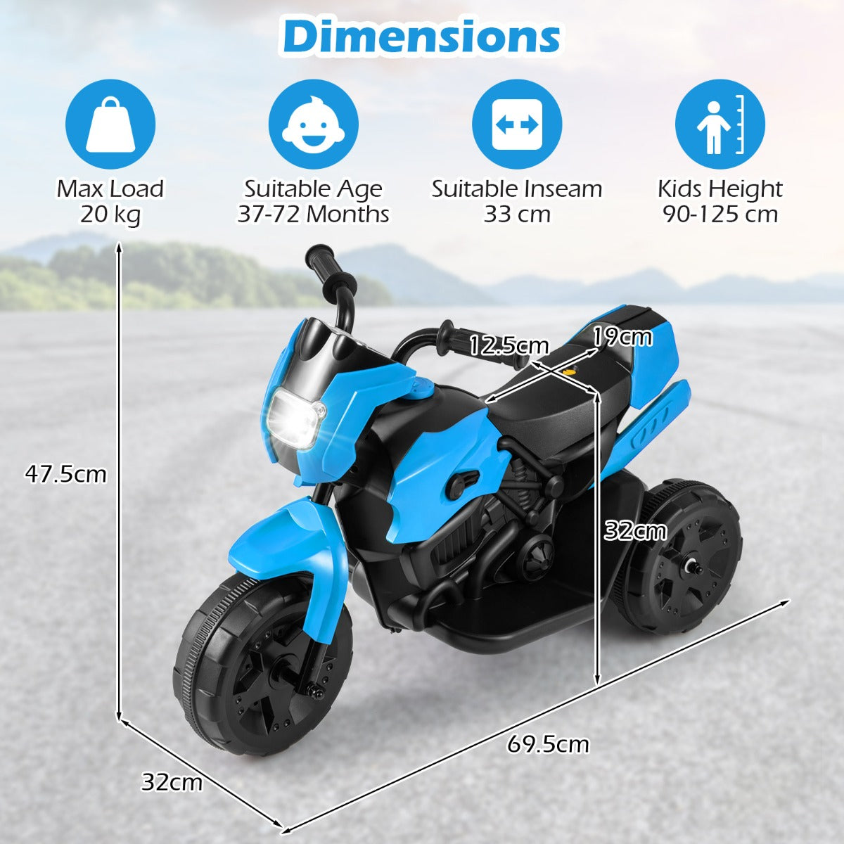 Livsk costway 6v kindermotorfiets batterijgevoede elektrische speelgoed voor jongens en meisjes van 37 72 maanden marineblauw 2