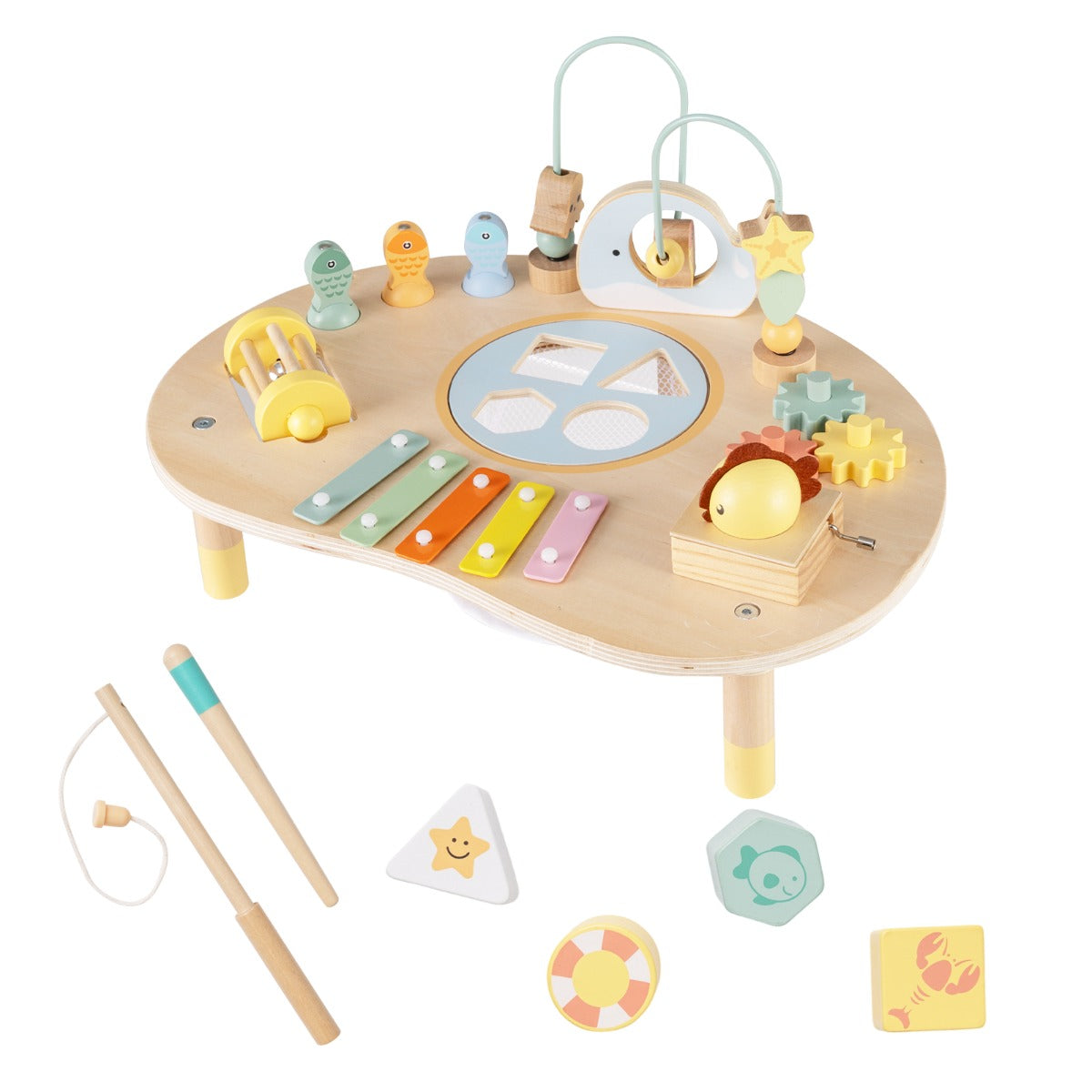 Livsk costway 7 in 1 activiteiten tafel voor peuters montessori zintuiglijk speelgoed vanaf 12 maanden houten muziektabel 1 1