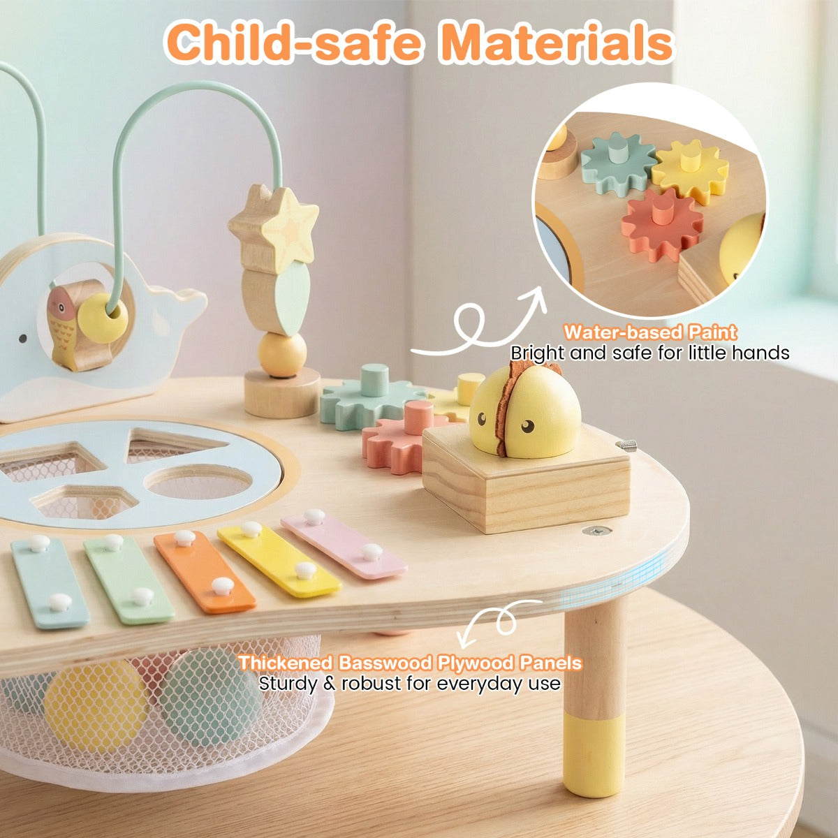 Livsk costway 7 in 1 activiteiten tafel voor peuters montessori zintuiglijk speelgoed vanaf 12 maanden houten muziektabel 6