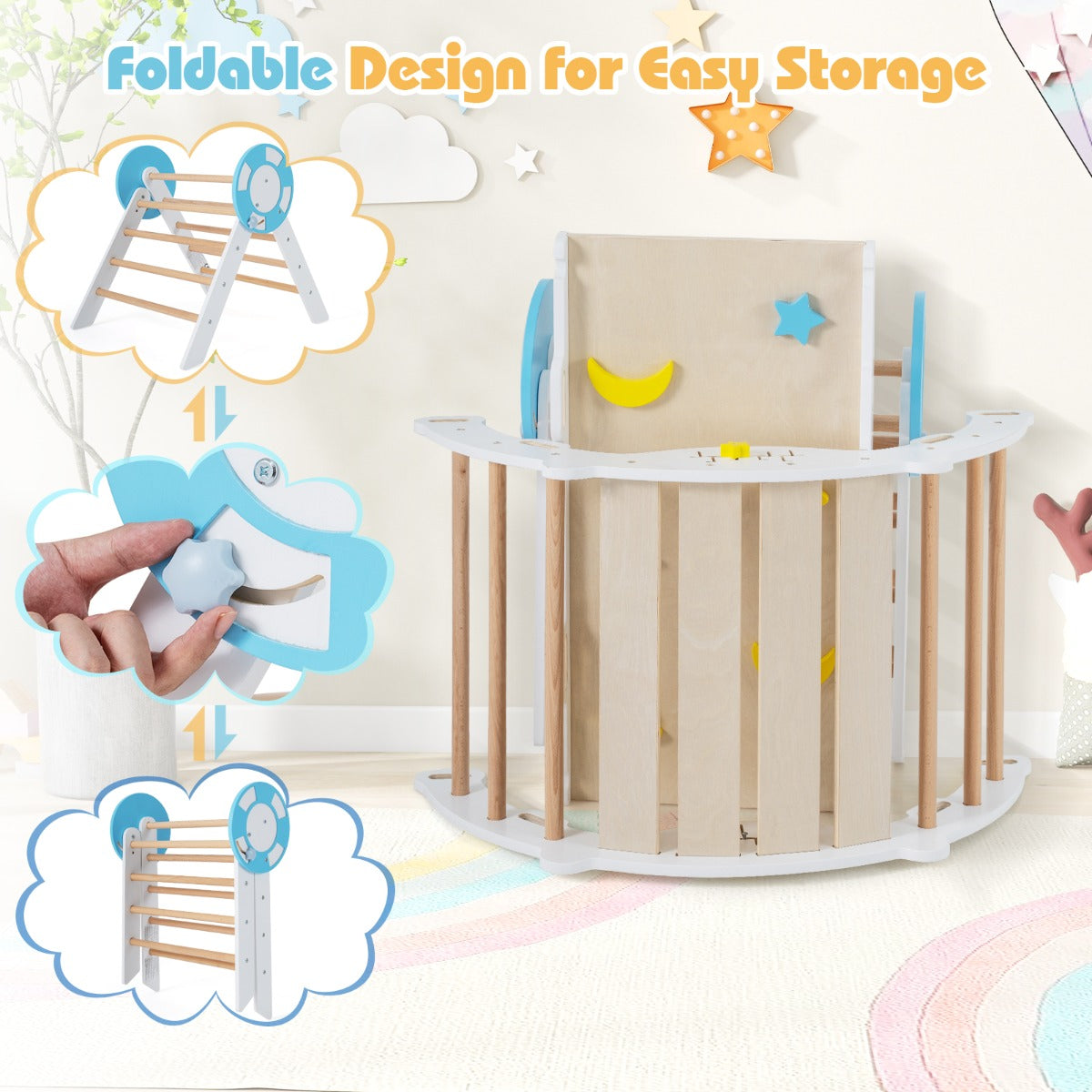 Livsk costway 7 in 1 driehoekige klimset houten montessori klimset met nautisch thema wit 6