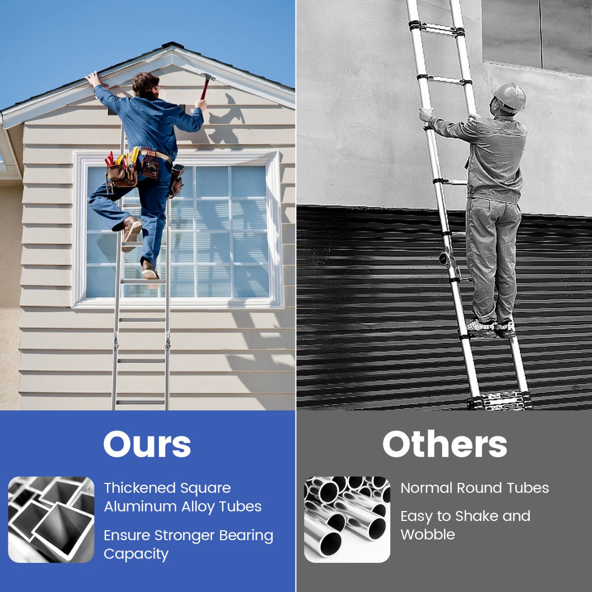 Livsk costway 7 in 1 opvouwbare aluminium ladder 3705 cm hoge multifunctionele ladder met antislip sporten en voetzolen lichtgewicht steigerladder 2