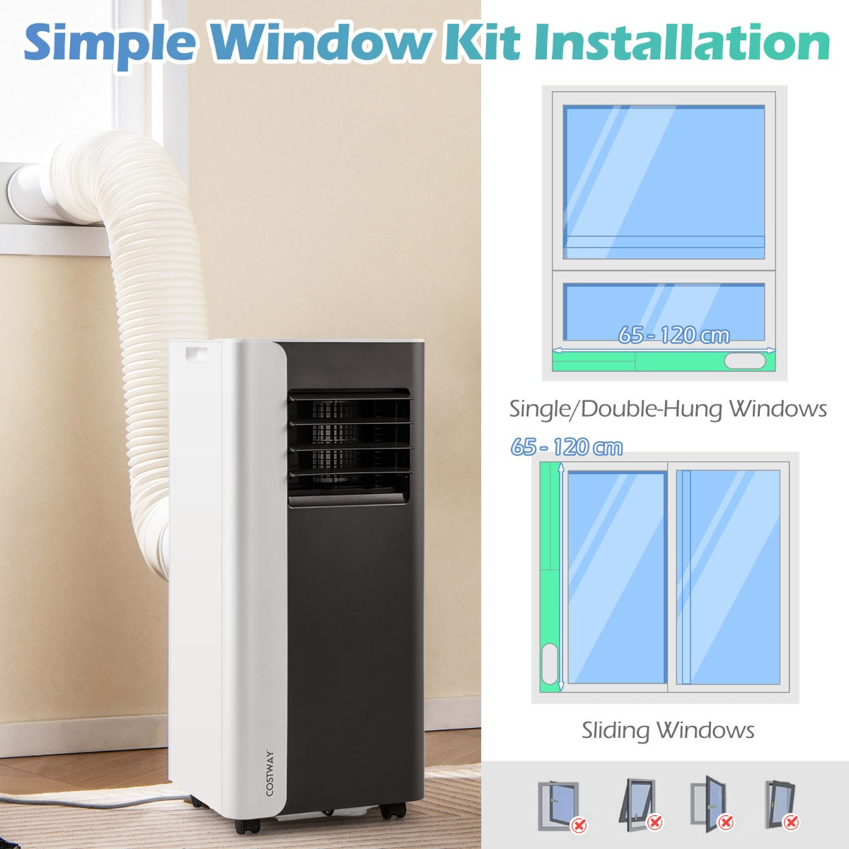 Livsk costway 7000 btu draagbare airconditioner 3 in 1 koelapparaat met ventilator en luchtontvochtiger stille vloereenheid met slaapmodus