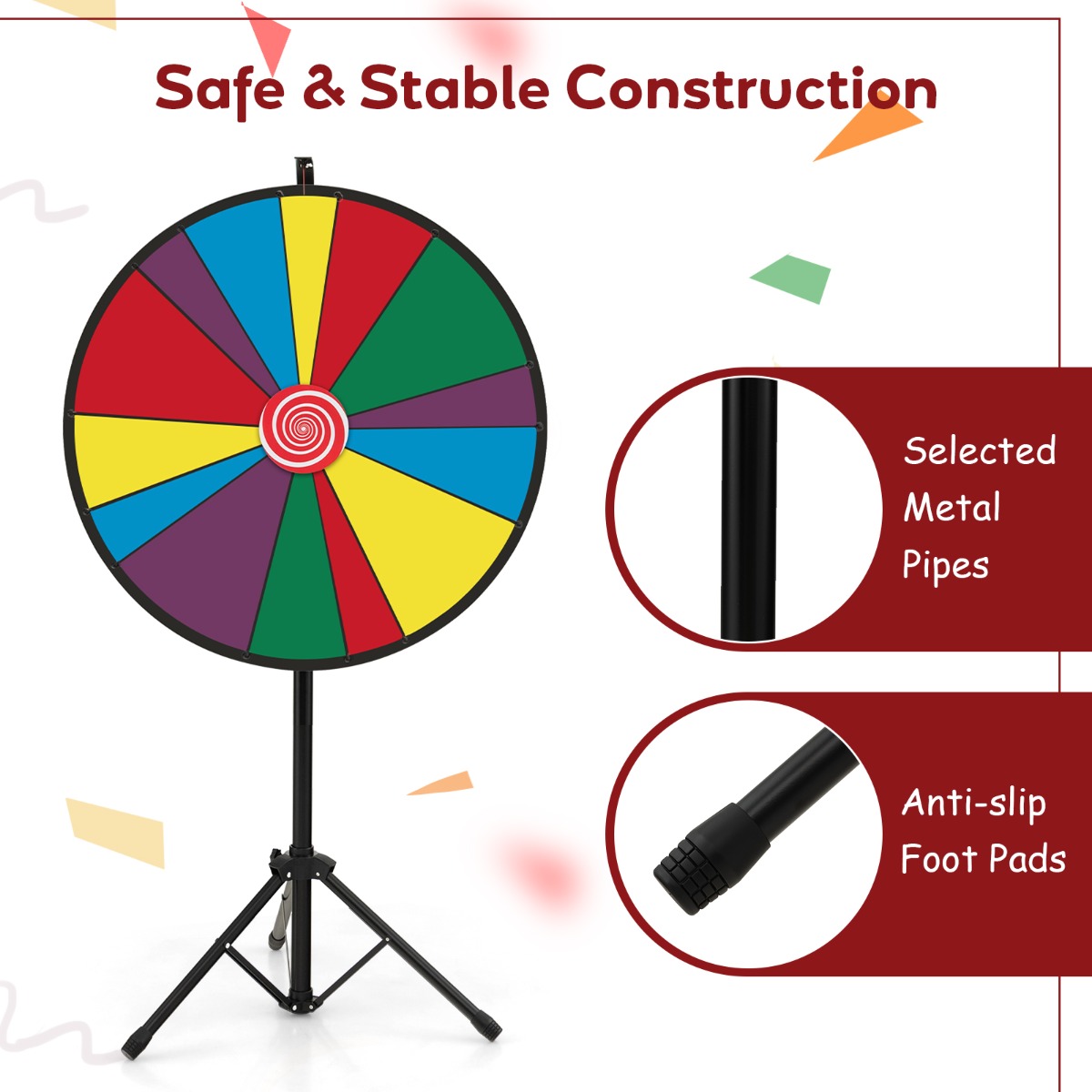 LIVSK Draaiprijs Wiel - Verstelbaar van 140-170 cm - Inclusief Droogmarker en Gum - Draagtas - Gekleurd
