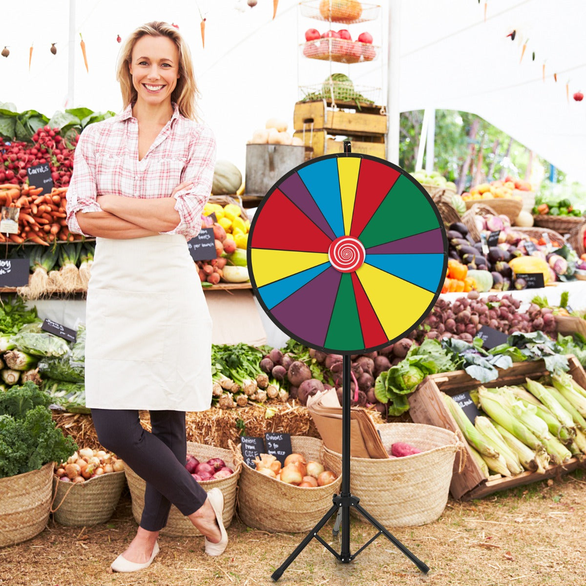LIVSK Draaiprijs Wiel - Verstelbaar van 140-170 cm - Inclusief Droogmarker en Gum - Draagtas - Gekleurd