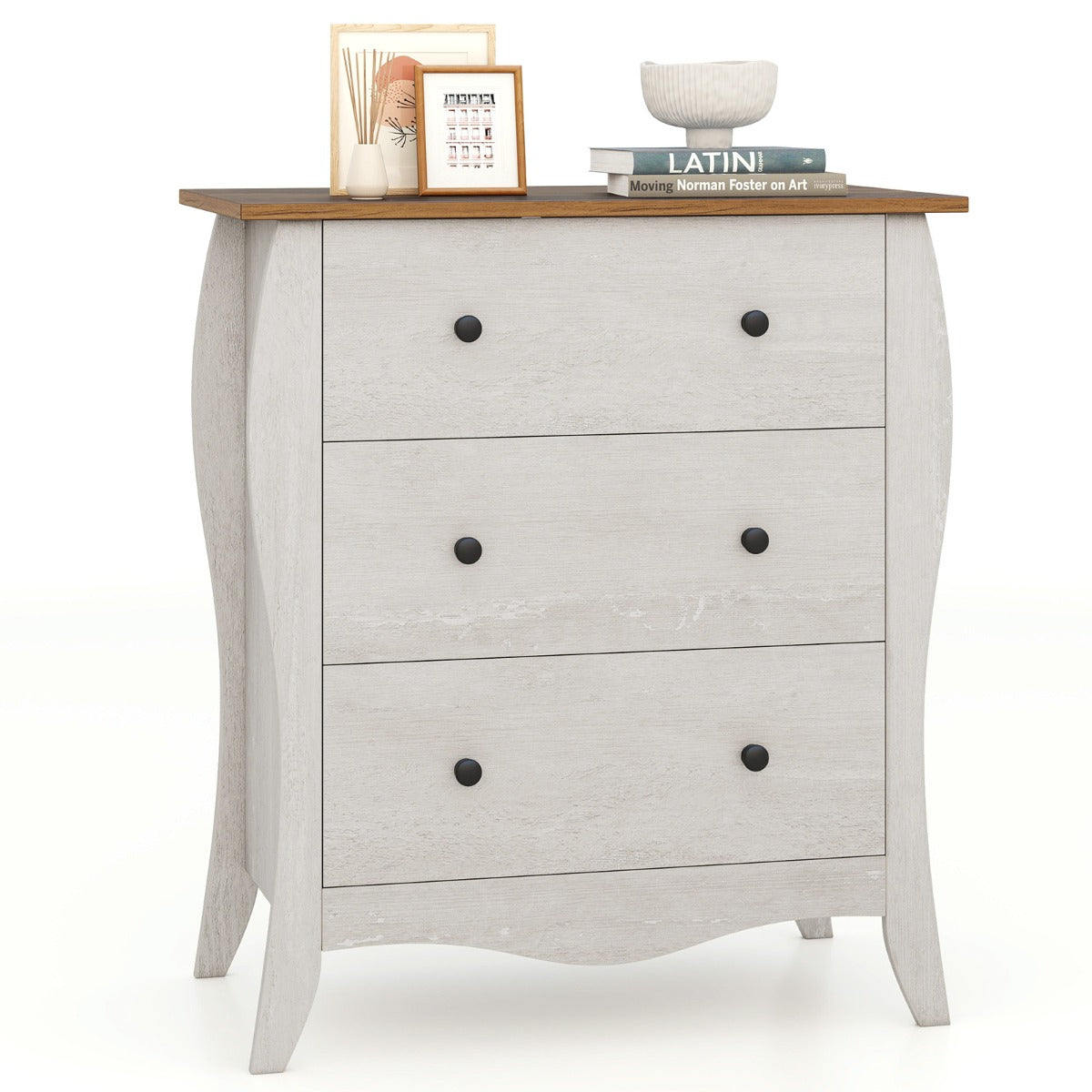 LIVSK Rustieke Ladekast met 3 Lades - Hoogwaardig Materiaal - Anti-Kantelset - Voor Woonkamer Slaapkamer - 67,5 x 38,5 x 76,5 cm