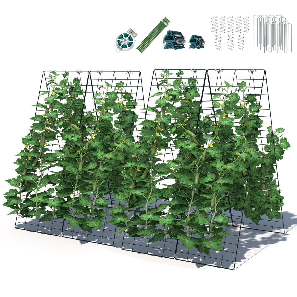 LIVSK Tuinkomkommer Trellis Set - 8 Hekwerken - A-vormig of Rechthoekig - Inclusief Accessoires - 122 x 86 cm - Groen