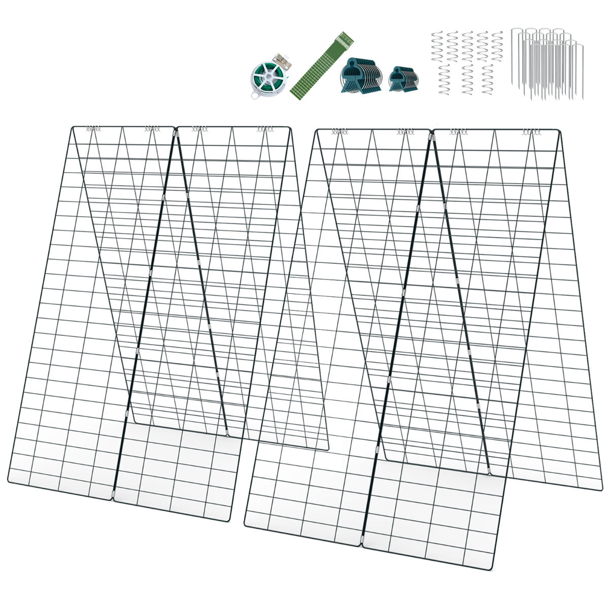LIVSK Tuinkomkommer Trellis Set - 8 Hekwerken - A-vormig of Rechthoekig - Inclusief Accessoires - 122 x 86 cm - Groen
