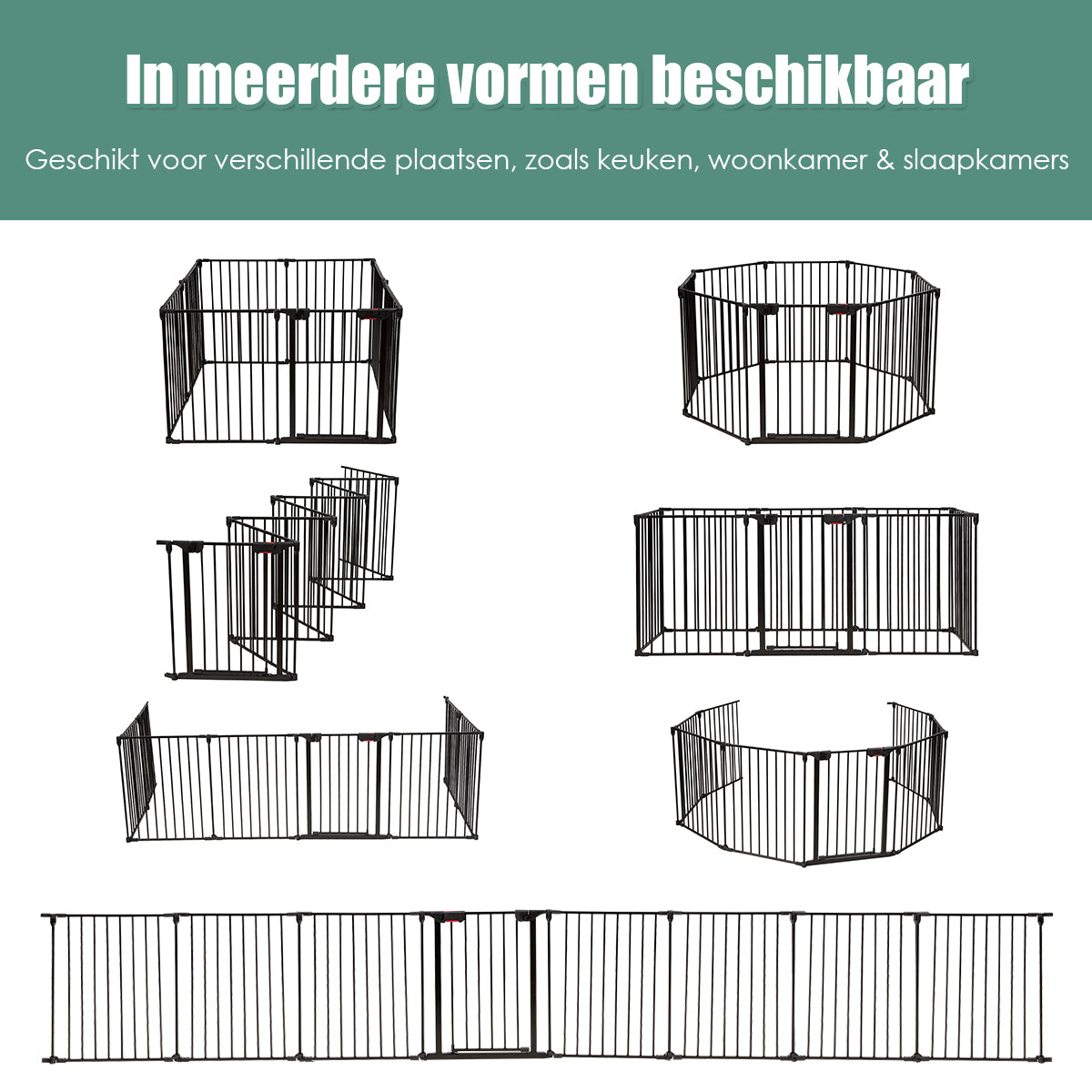 LIVSK Inklapbaar Hondenhek - Vrije Vormaanpassing - Stevige Stalen Buizen - Eenvoudig te Monteren - 122 x 118 x 74 cm - Zwart